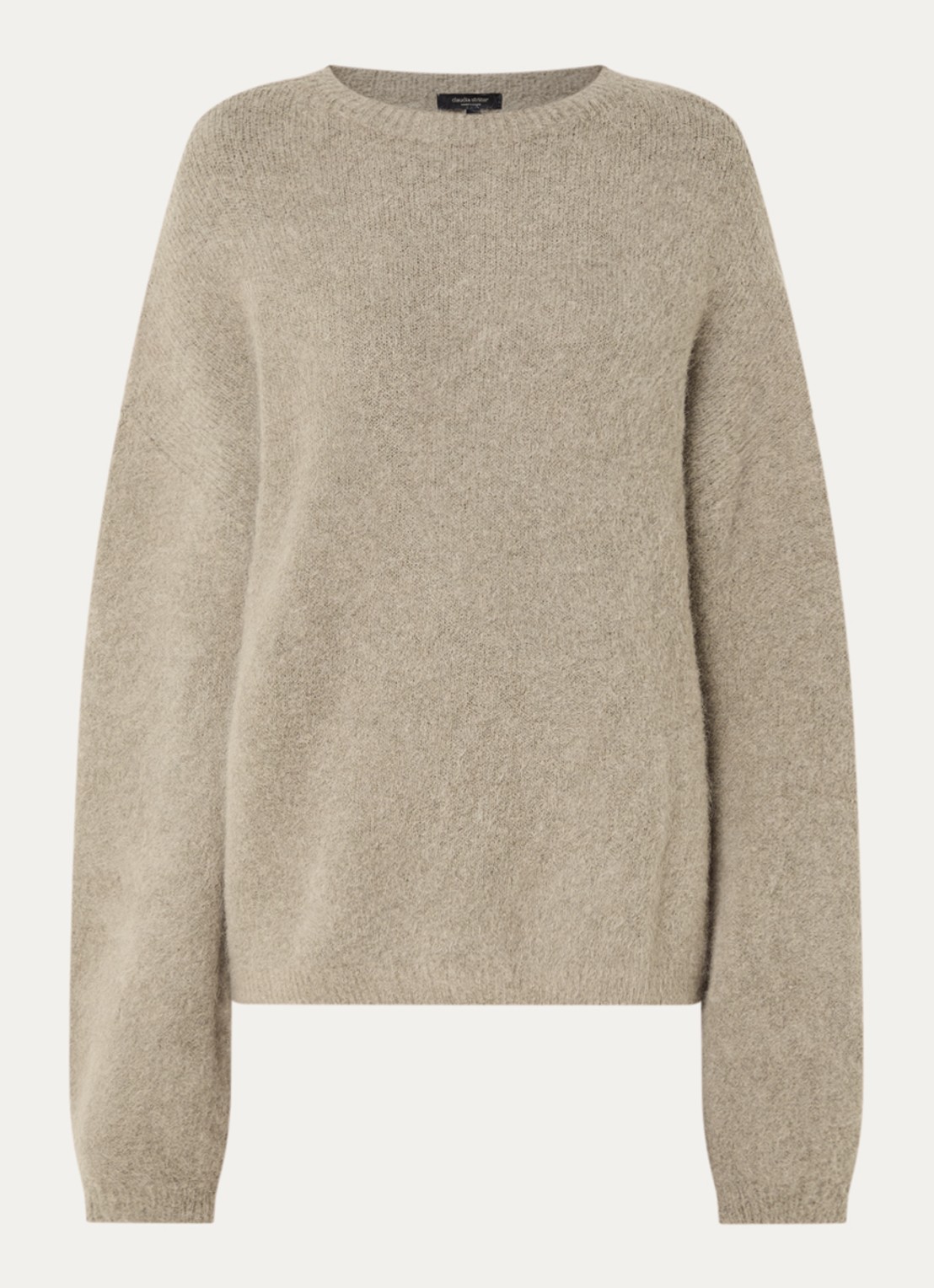 Claudia Sträter Fijngebreide trui in alpaca wolblend - voorkant 3 taupe