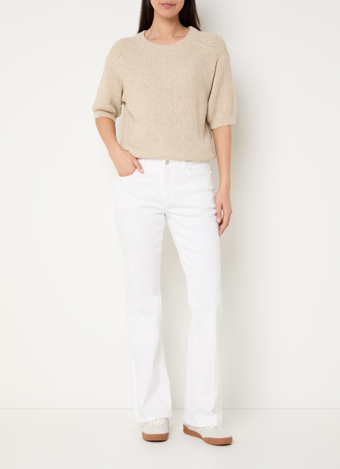 Claudia Sträter Fleur low waist straight leg jeans met gekleurde wassing - voorkant 4 wit