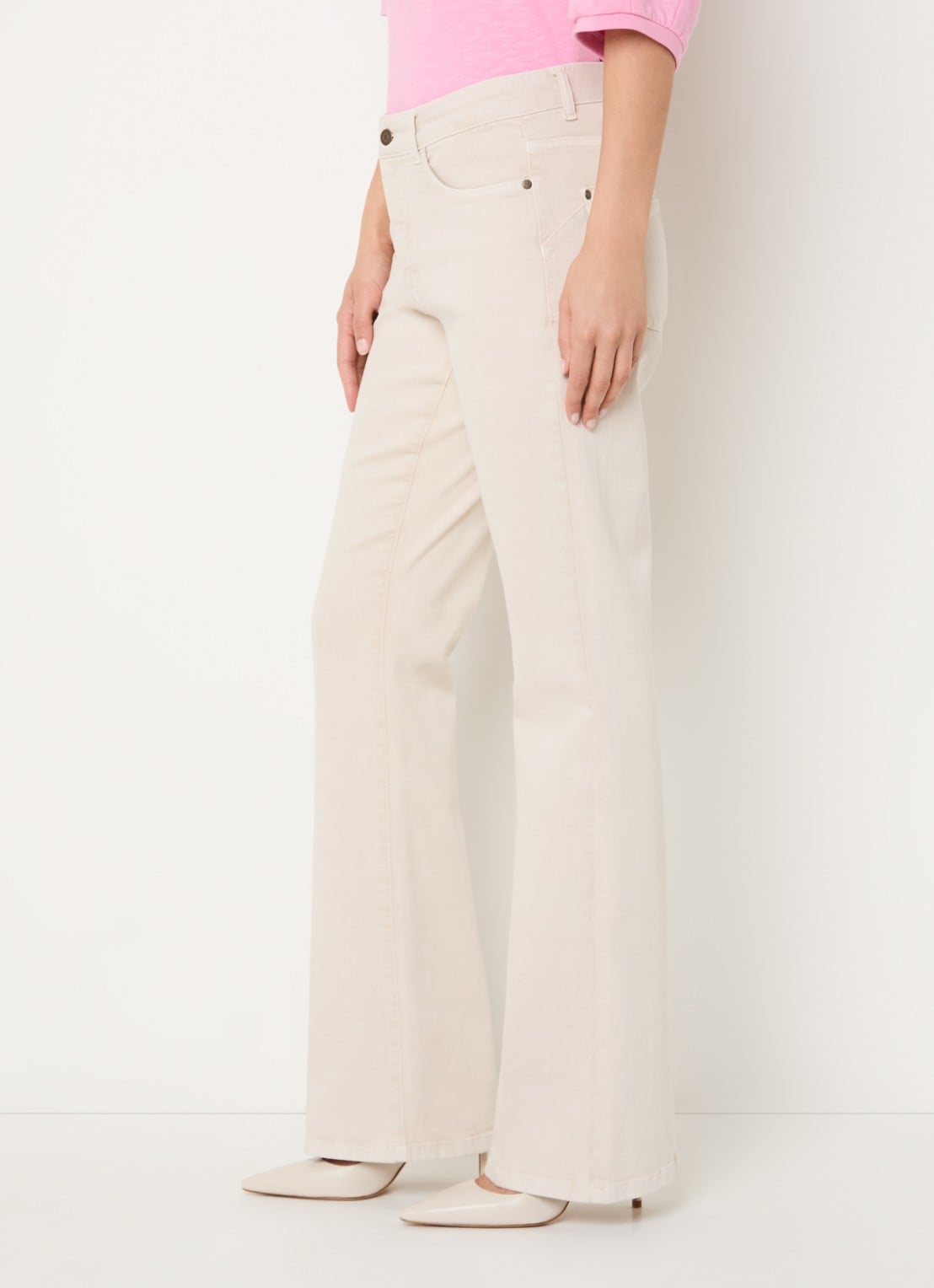 Claudia Sträter Fleur low waist straight leg jeans met gekleurde wassing - detail 5 beige