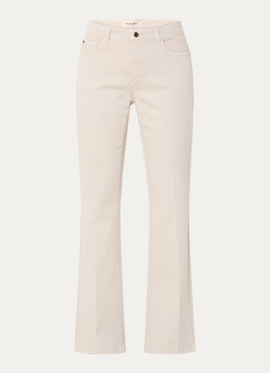 Claudia Sträter Fleur low waist straight leg jeans met gekleurde wassing - voorkant 2 beige