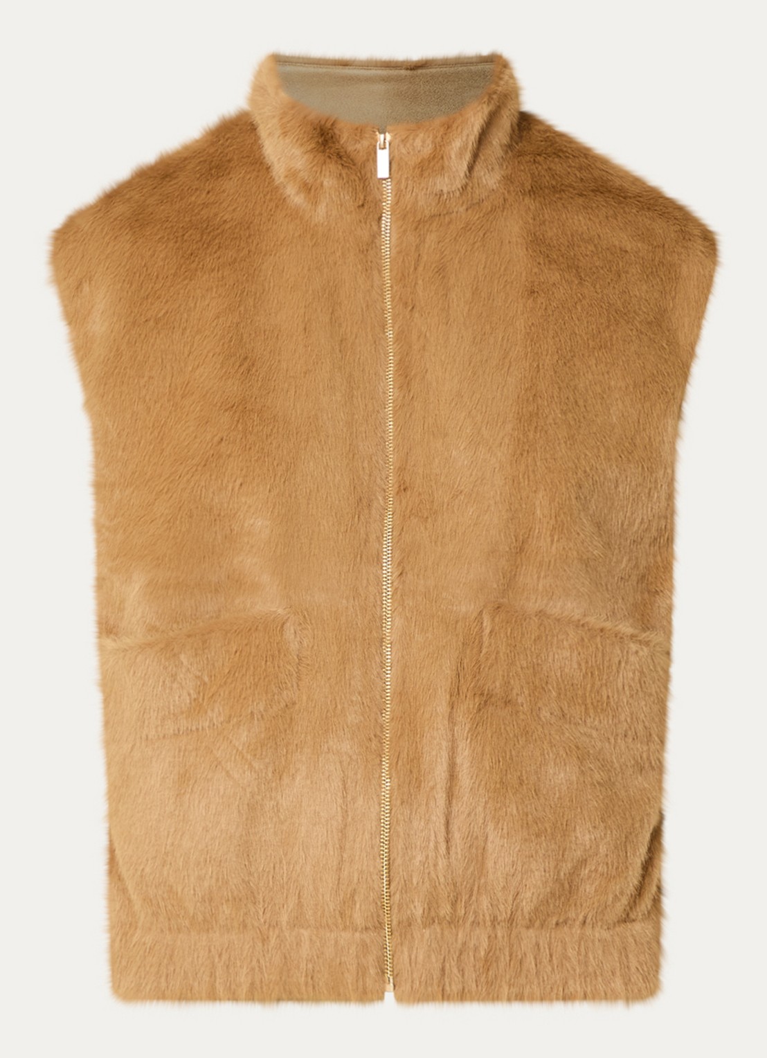 Claudia Sträter Gilet van imitatiebont - voorkant 3 beige