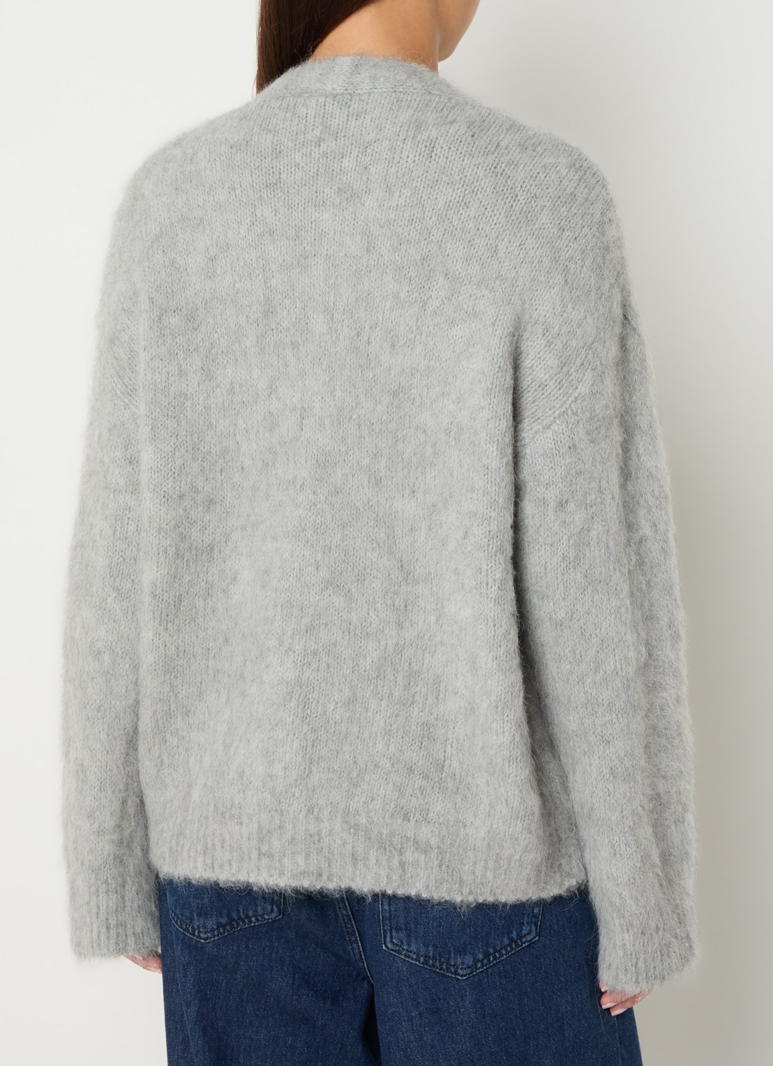 Claudia Sträter Grofgebreid vest in alpaca wolblend - achterkant 2 grijs