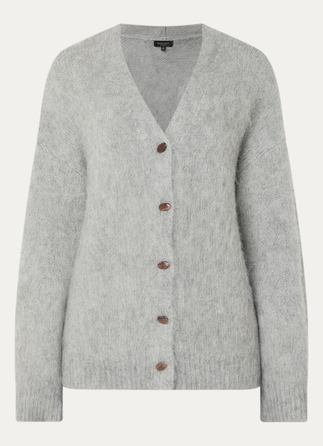 Claudia Sträter Grofgebreid vest in alpaca wolblend - voorkant 3 grijs