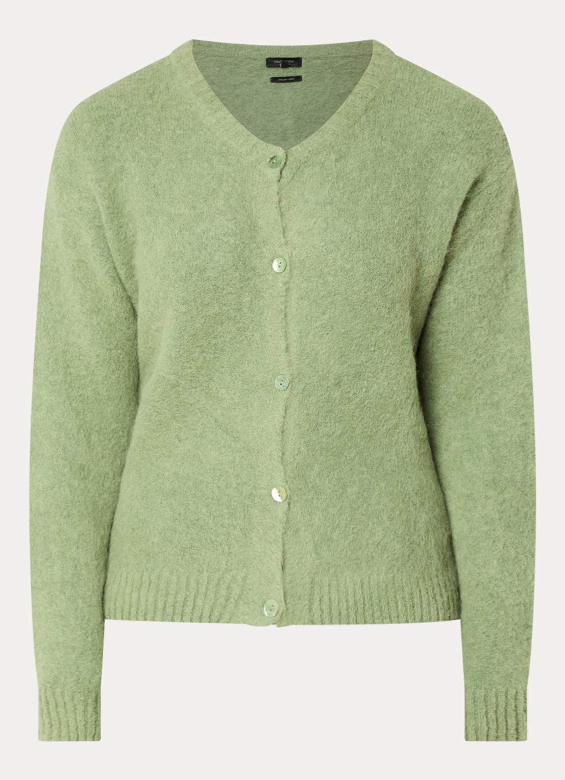 Claudia Sträter Grofgebreid vest in alpaca wolblend - voorkant 3 groen