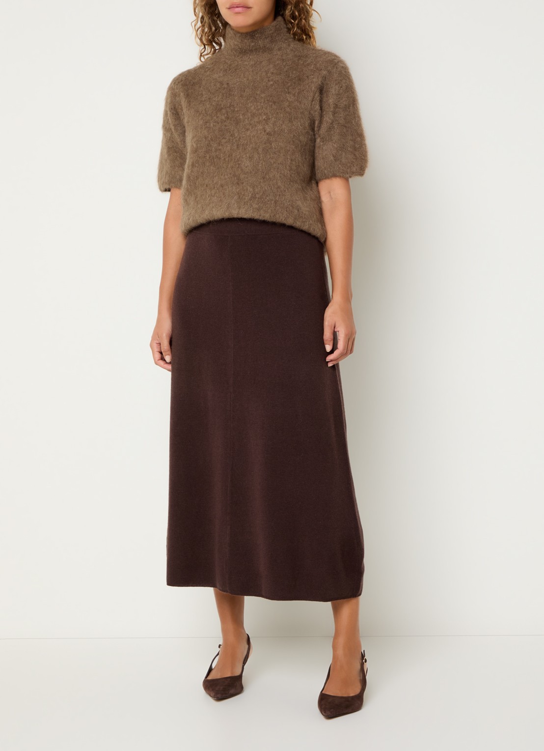 Claudia Sträter Grofgebreide pullover in wolblend - voorkant 3 lichtbruin