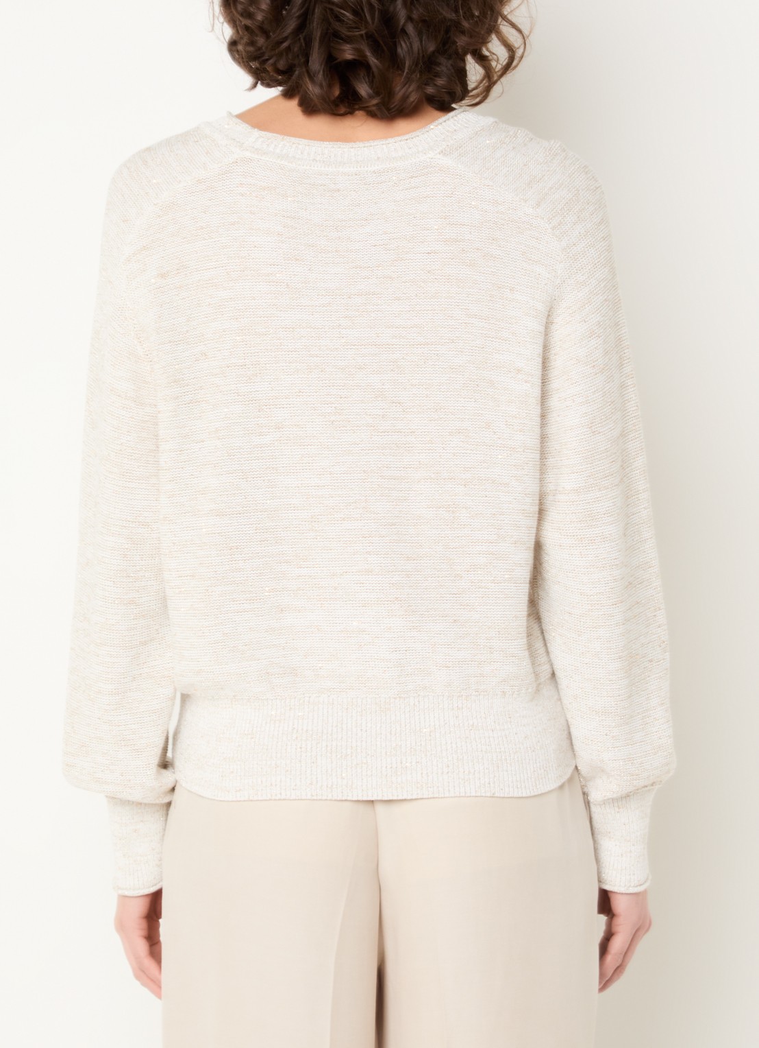 Claudia Sträter Grofgebreide pullover met lurex - achterkant 4 creme