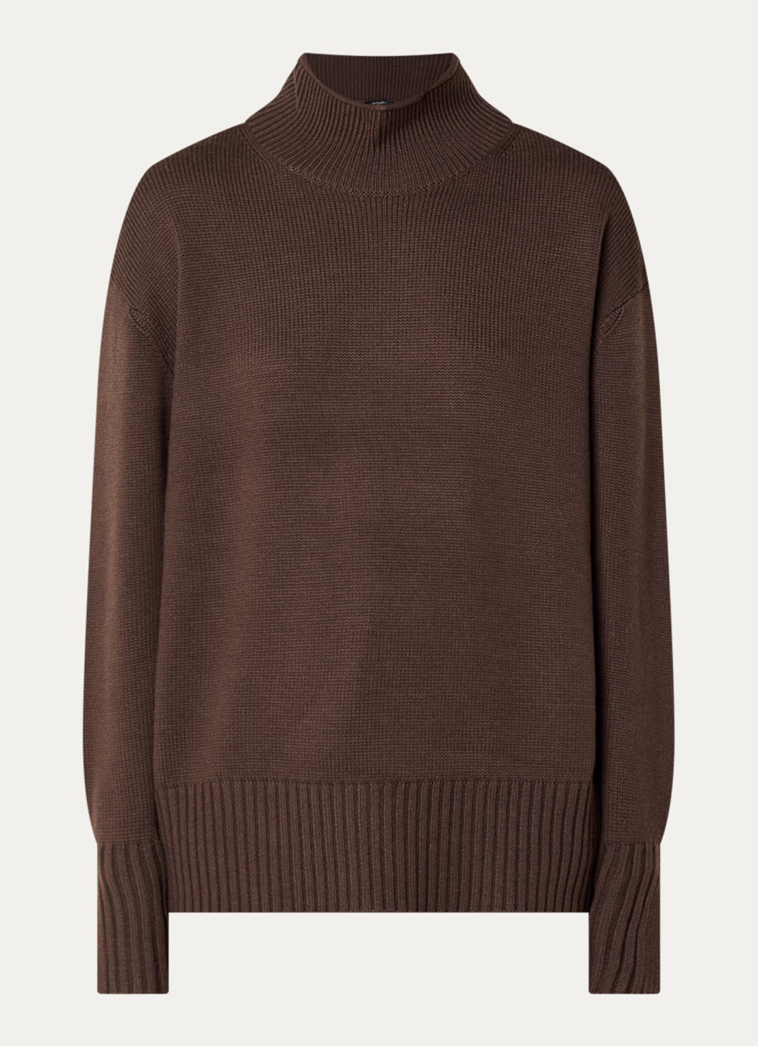 Claudia Sträter Grofgebreide trui in merino wolblend - voorkant 3 bruin