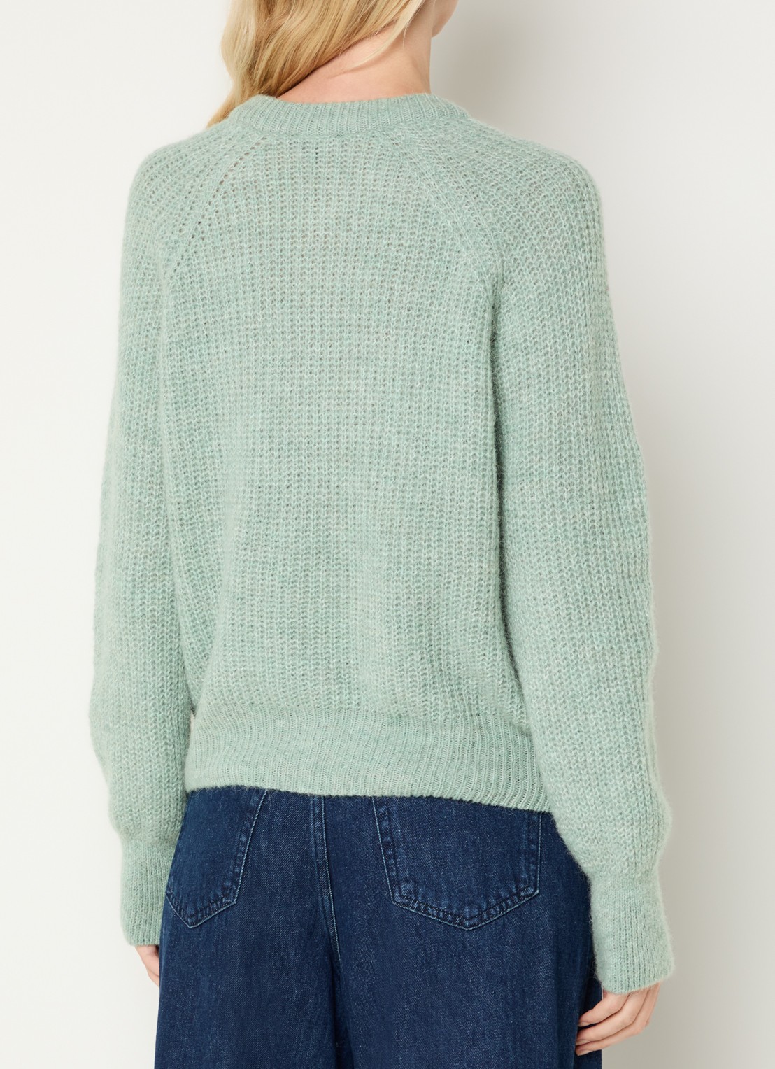Claudia Sträter Grofgebreide vest in alpaca wolblend - achterkant 4 lindegroen