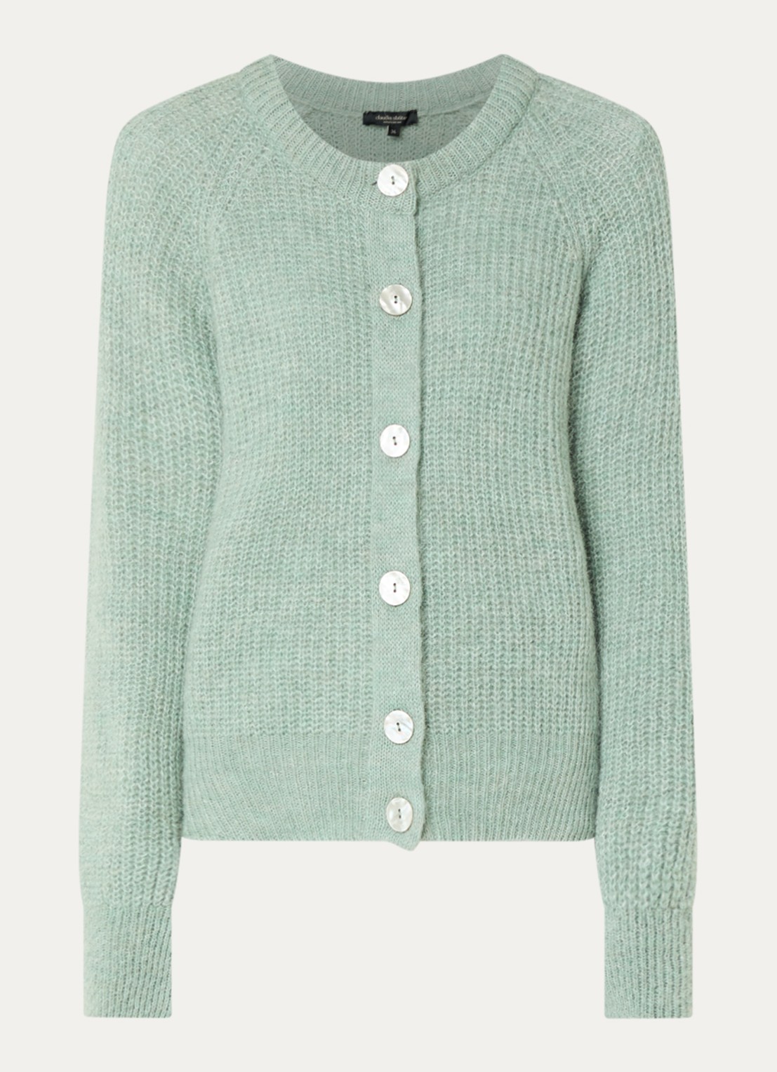 Claudia Sträter Grofgebreide vest in alpaca wolblend - voorkant lindegroen