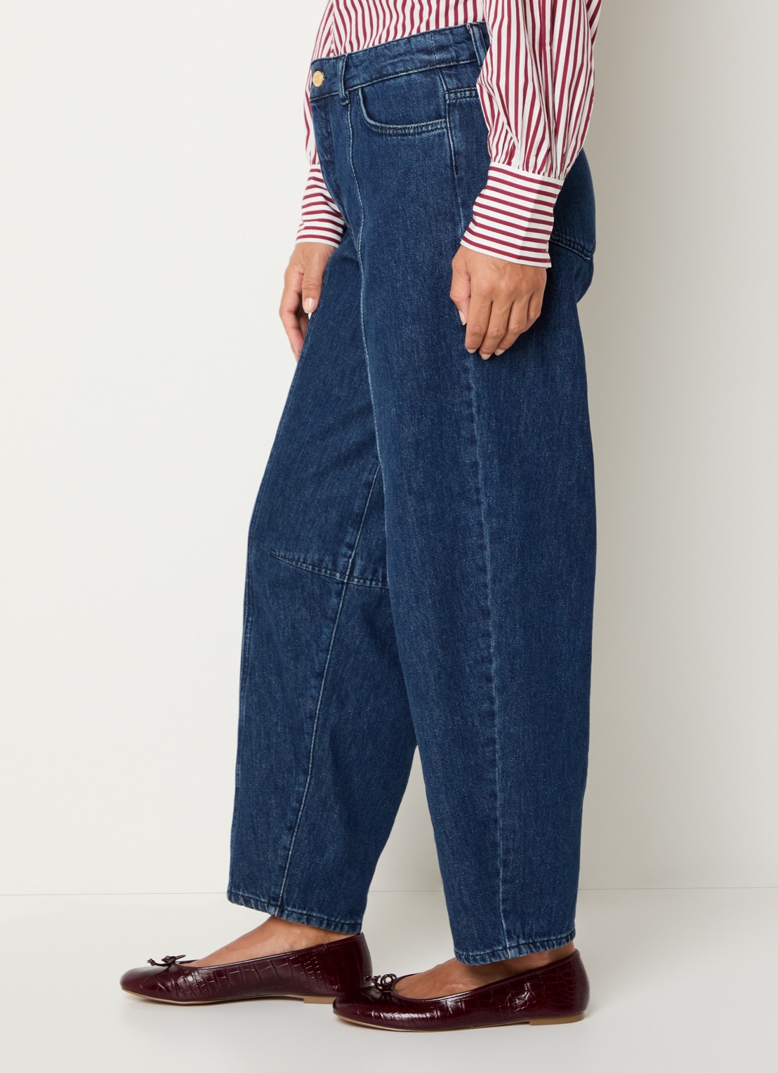 Claudia Sträter High waist barrel fit jeans met donkere wassing - detail 2 indigo