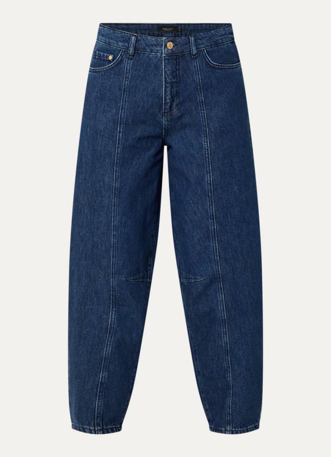 Claudia Sträter High waist barrel fit jeans met donkere wassing - voorkant 3 indigo