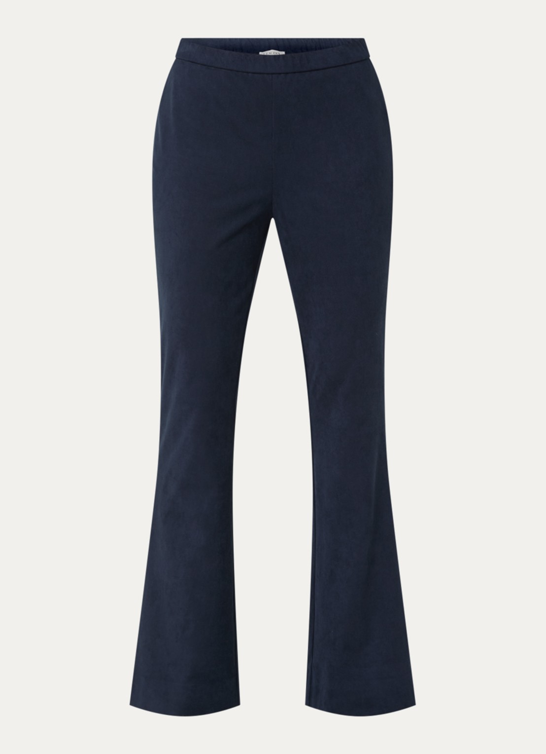 Claudia Sträter High waist bootcut fit broek van imitatiesuède - voorkant 3 donkerblauw