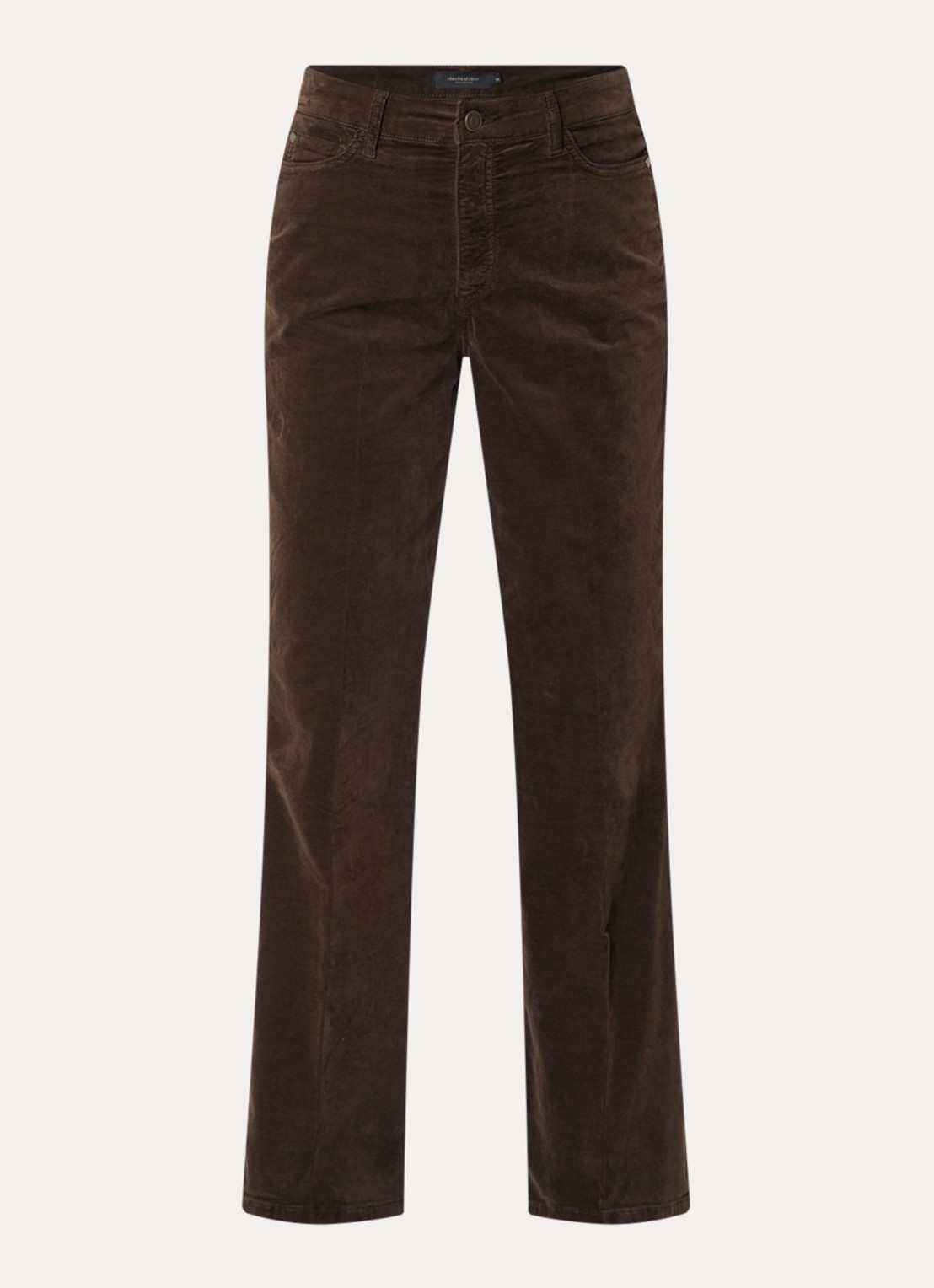 Claudia Sträter High waist flared fit broek van fluweel met steekzakken - voorkant 4 donkerbruin