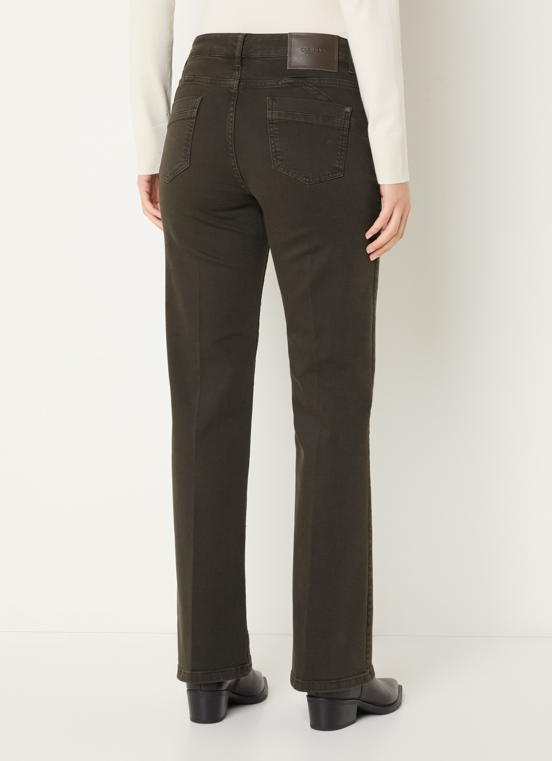Claudia Sträter High waist flared jeans met gekleurde wassing - achterkant 3 donkerbruin