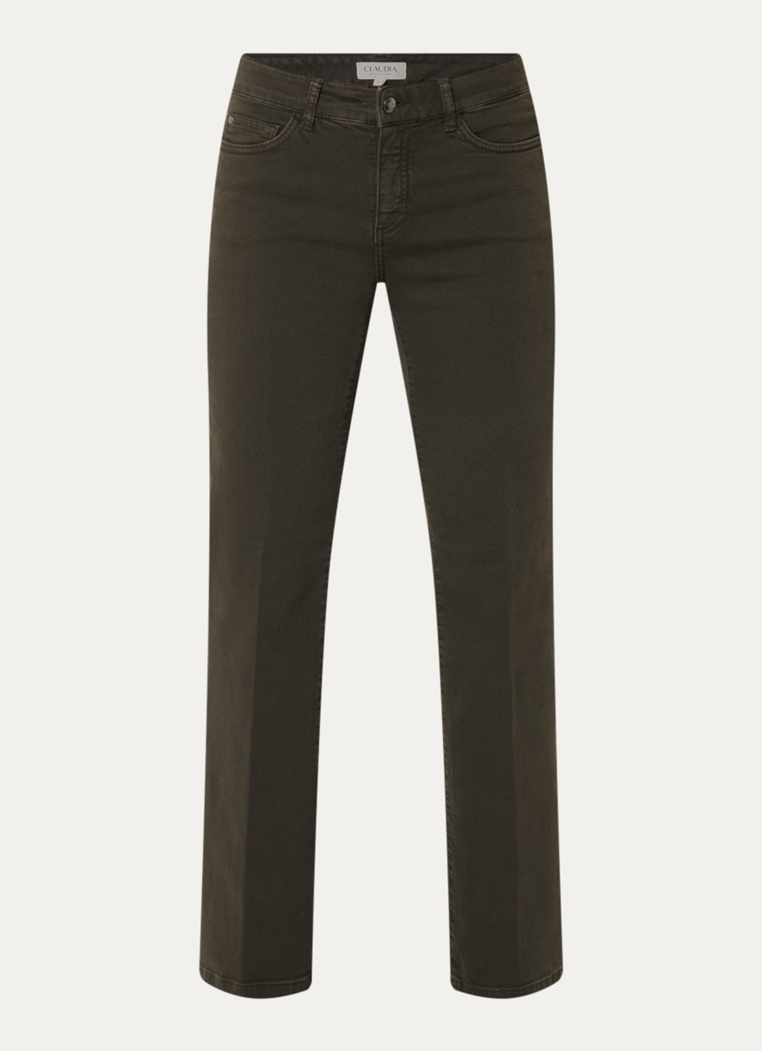 Claudia Sträter High waist flared jeans met gekleurde wassing - voorkant donkerbruin