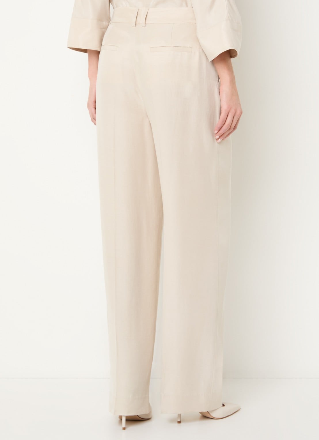 Claudia Sträter High waist loose fit pantalon met steekzakken - achterkant 4 beige