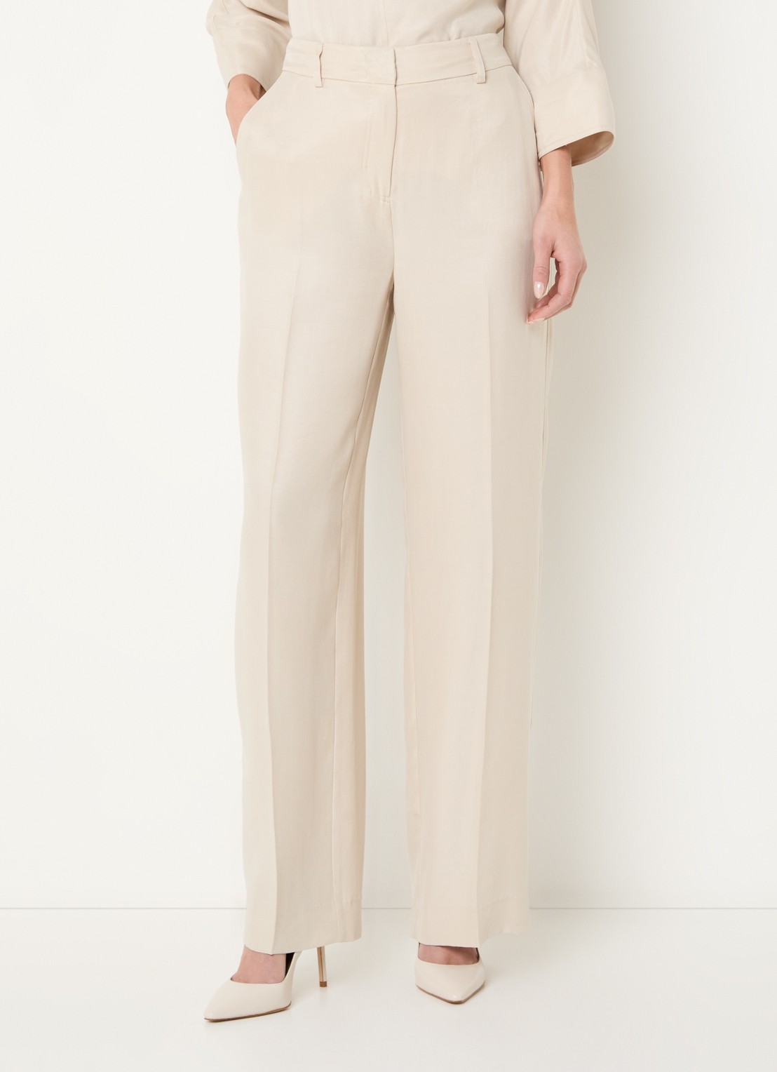Claudia Sträter High waist loose fit pantalon met steekzakken - detail 3 beige