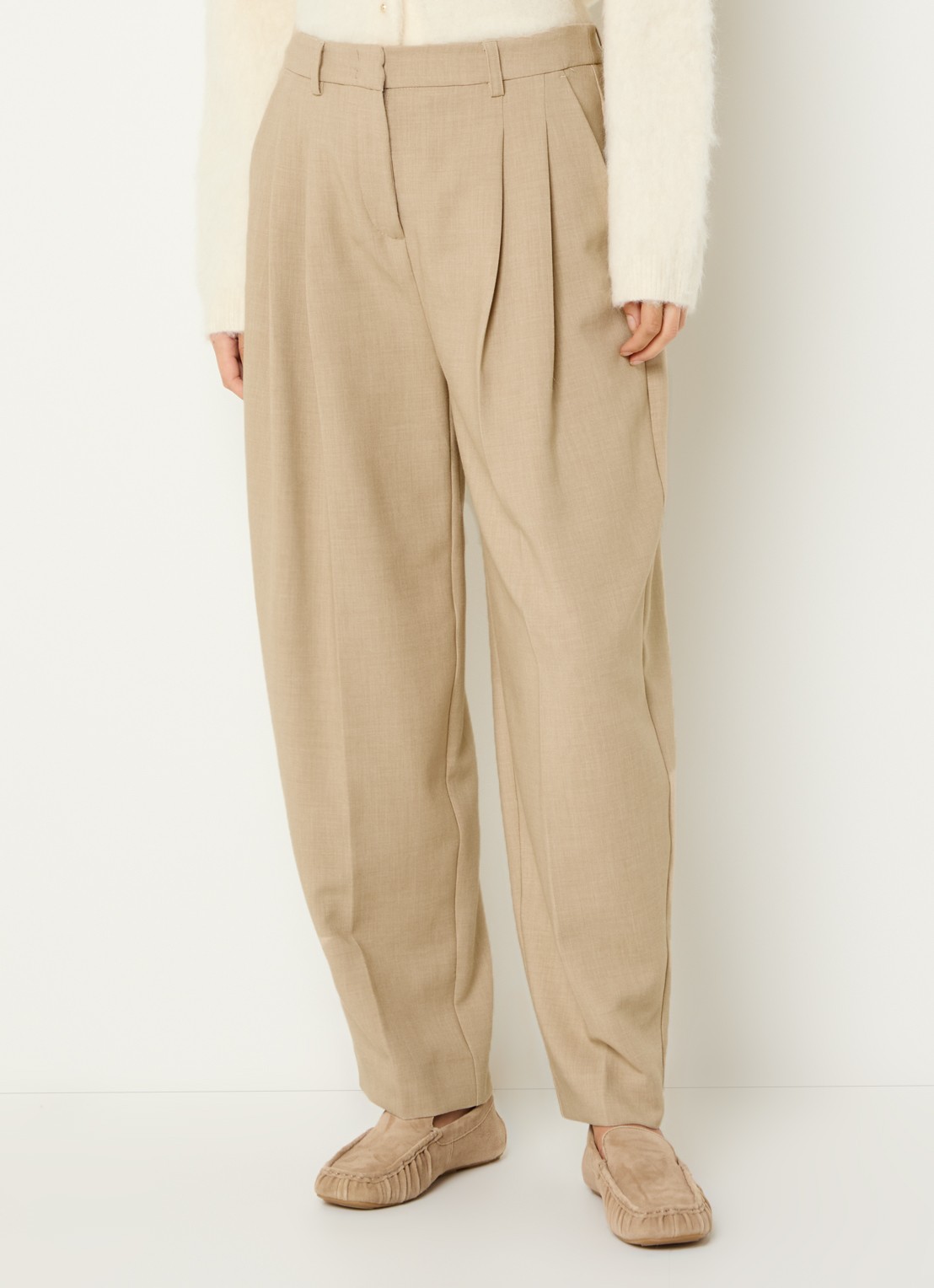 Claudia Sträter High waist loose fit pantalon met steekzakken - detail 4 beige