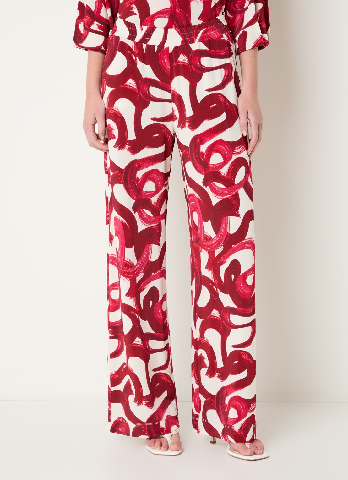 Claudia Sträter High waist pantalon met print - detail 2 cranberryrood