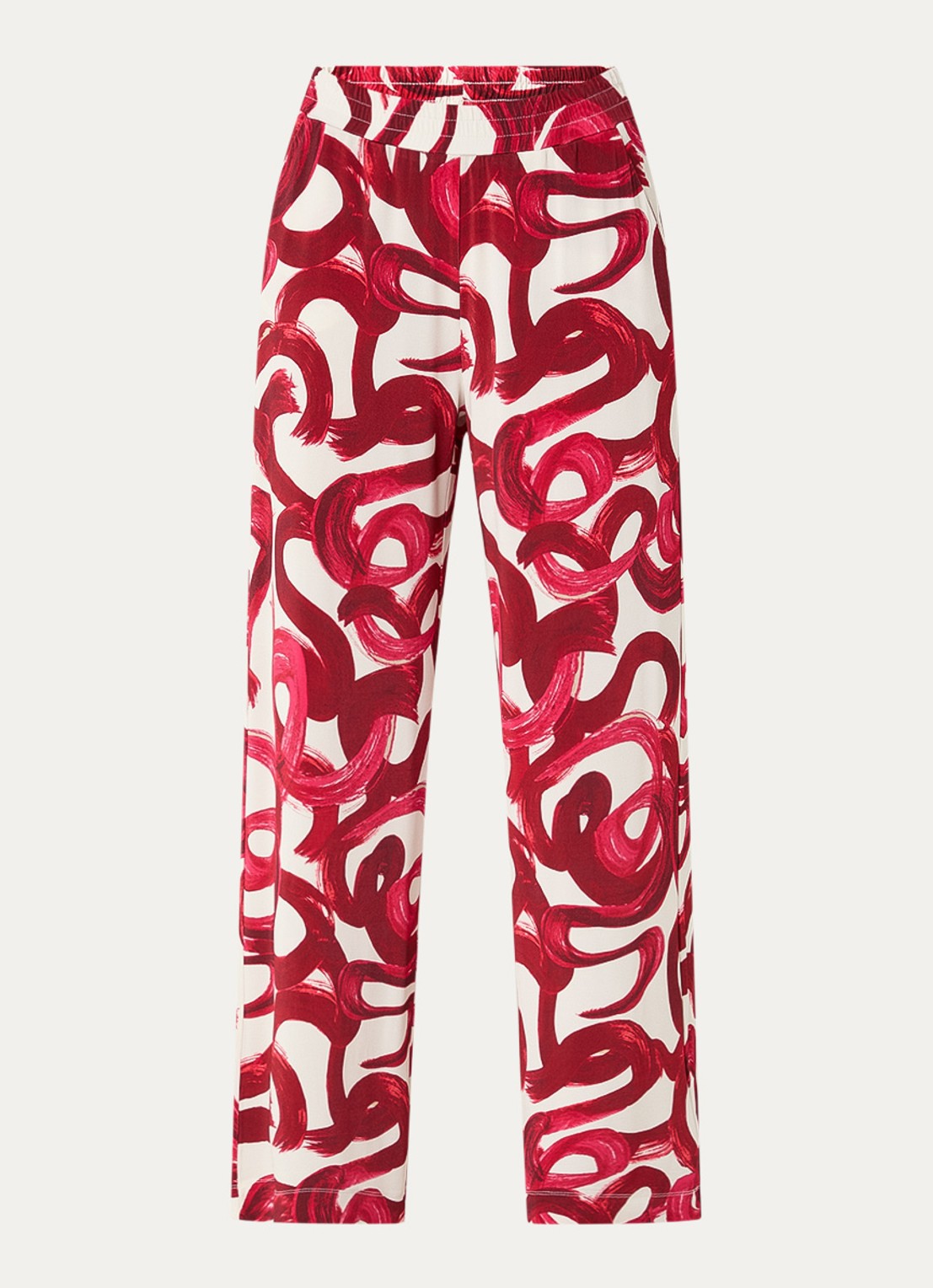 Claudia Sträter High waist pantalon met print - voorkant 3 cranberryrood