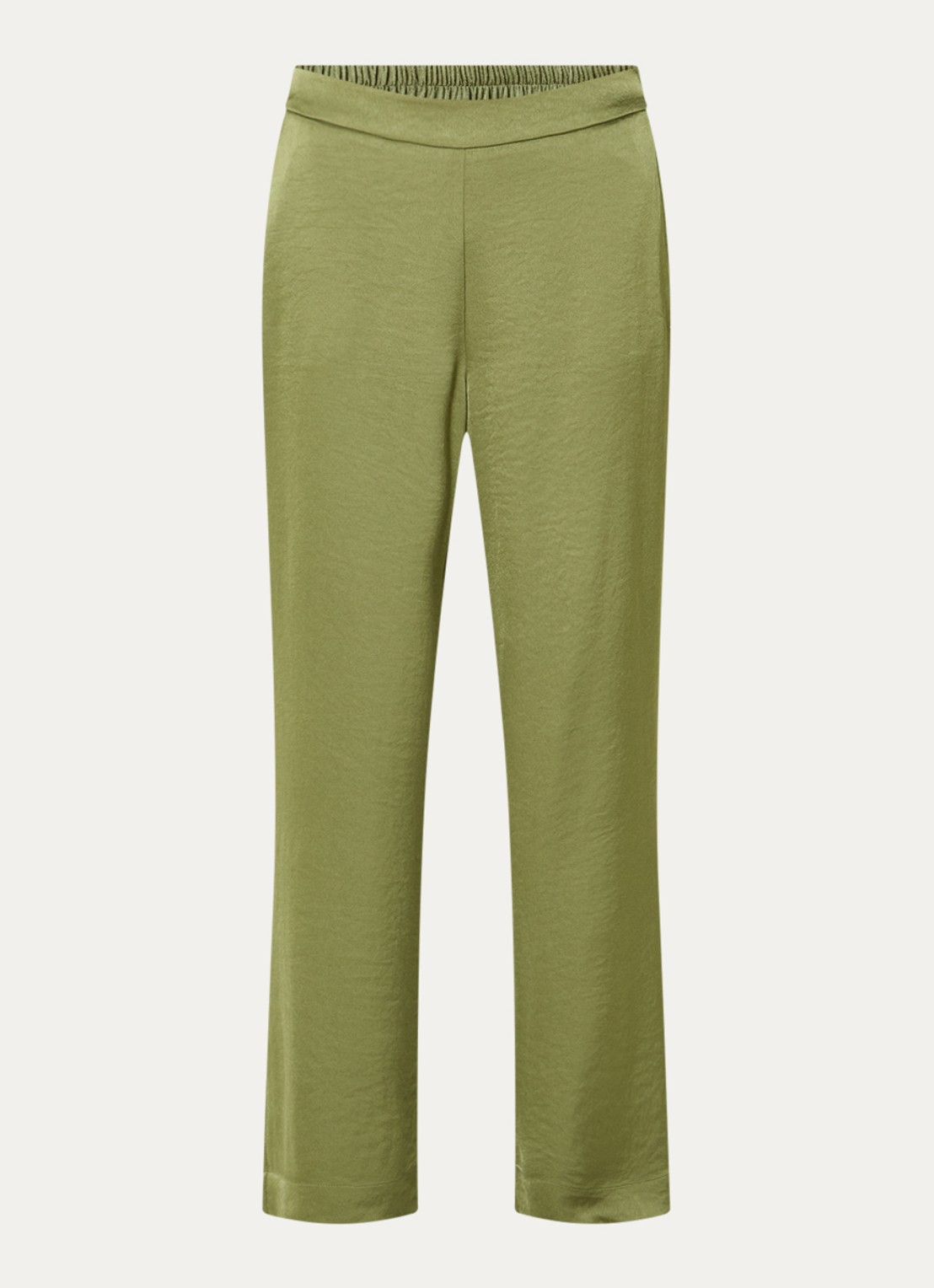 Claudia Sträter High waist straight fit pantalon van satijn met steekzakken - voorkant 2 groen