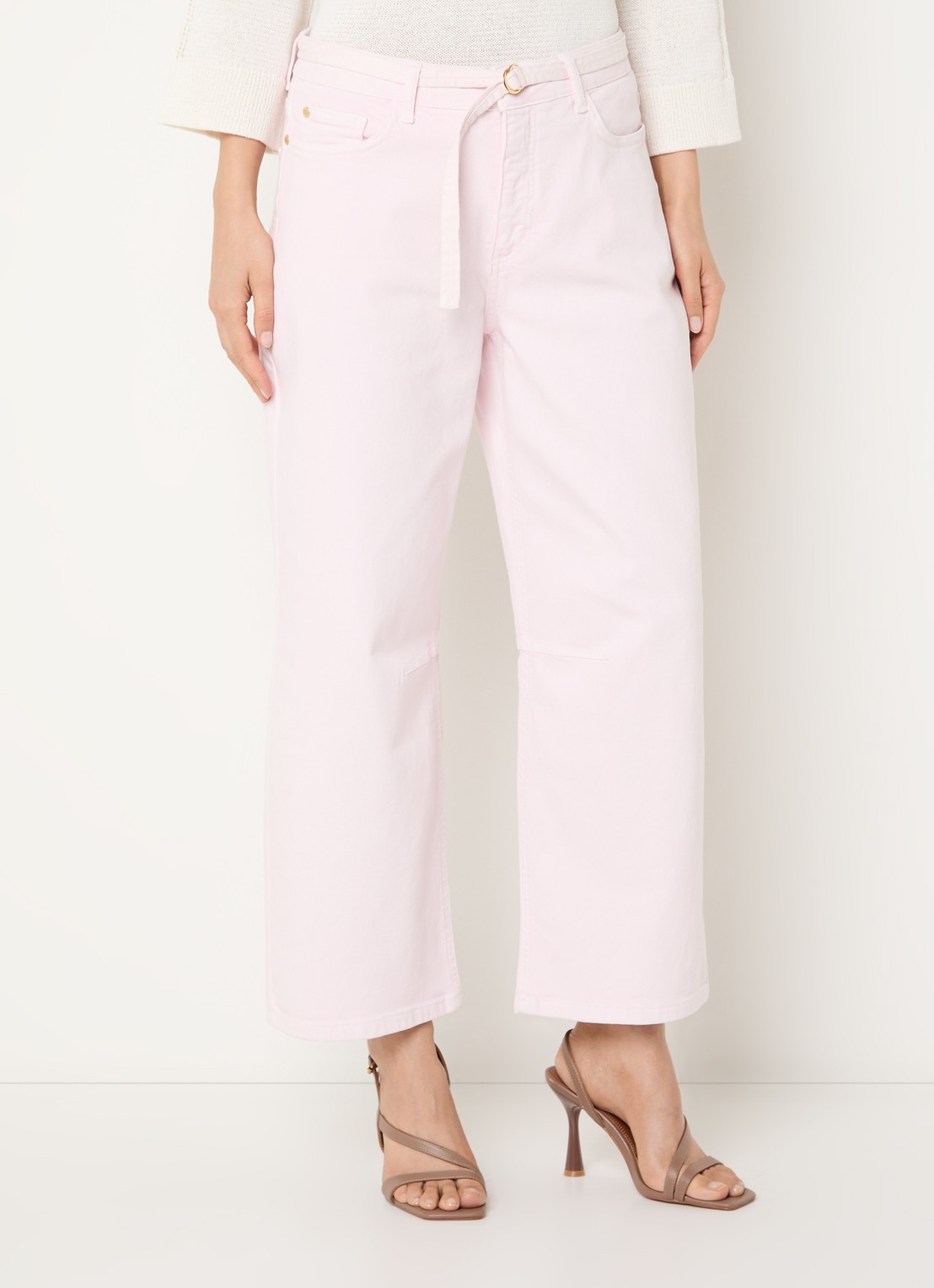 Claudia Sträter High waist straight leg jeans met gekleurde wassing - detail 2 lichtroze