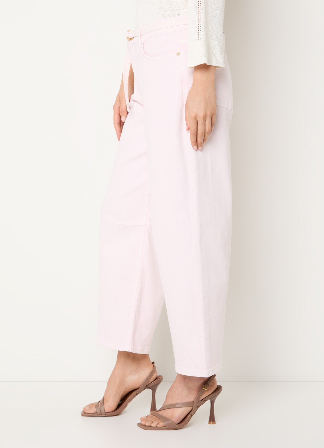 Claudia Sträter High waist straight leg jeans met gekleurde wassing - detail 3 lichtroze