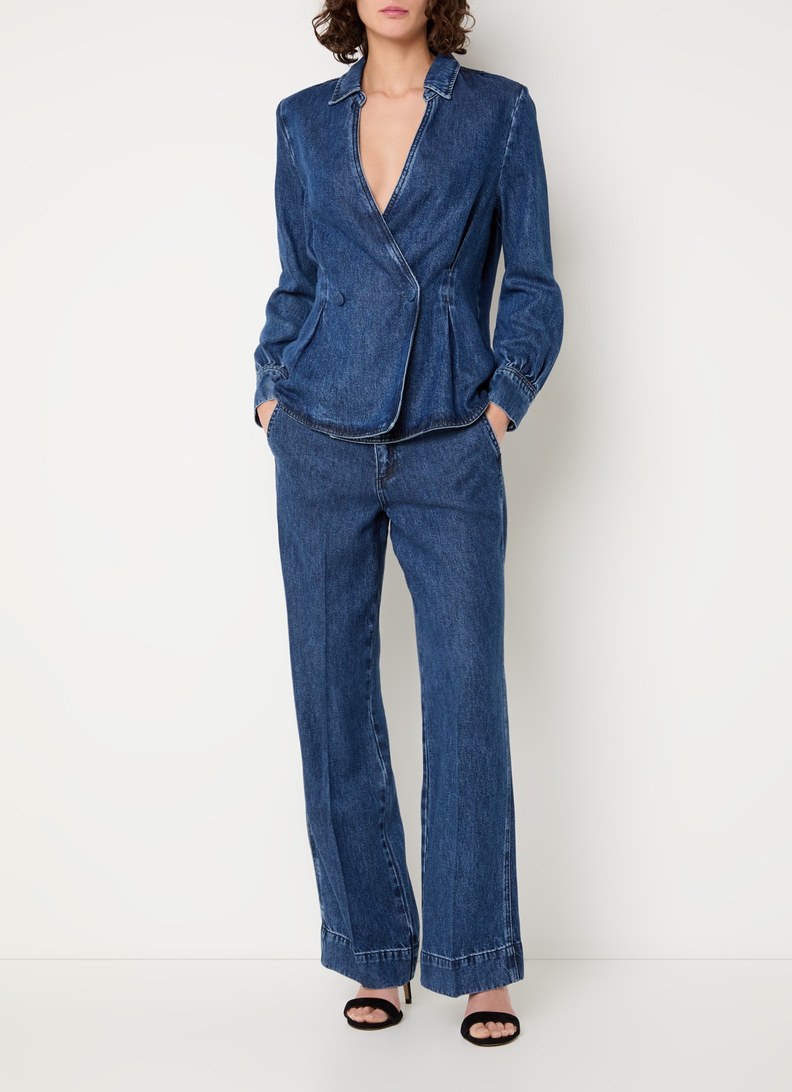 Claudia Sträter High waist straight leg jeans met medium wassing - voorkant 4 indigo