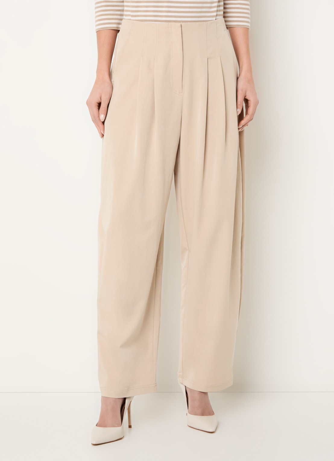Claudia Sträter High waist tapered fit pantalon met steekzakken - detail creme