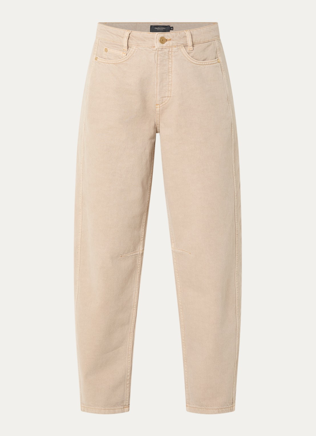 Claudia Sträter High waist tapered jeans met gekleurde wassing - voorkant zand