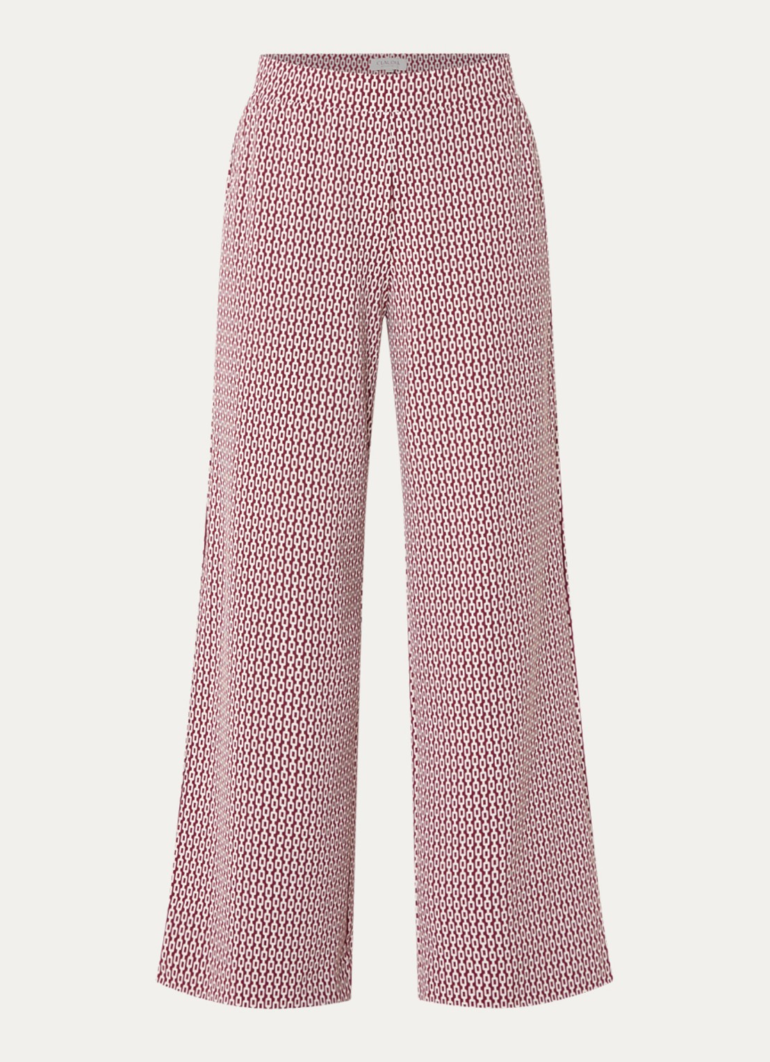 Claudia Sträter High waist wide fit broek met print - voorkant 3 donkerrood