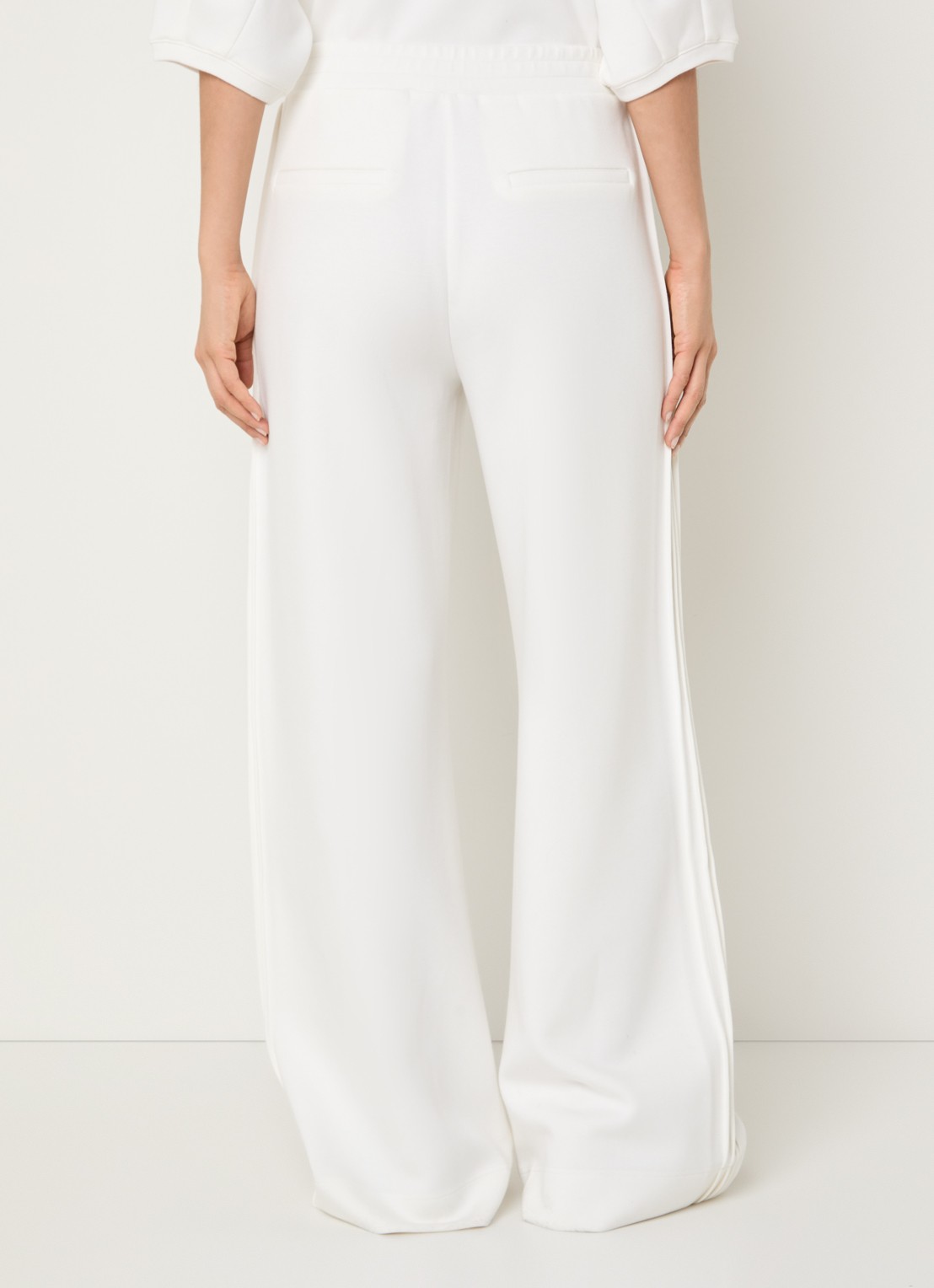 Claudia Sträter High waist wide fit broek met steekzakken - achterkant 4 gebroken wit