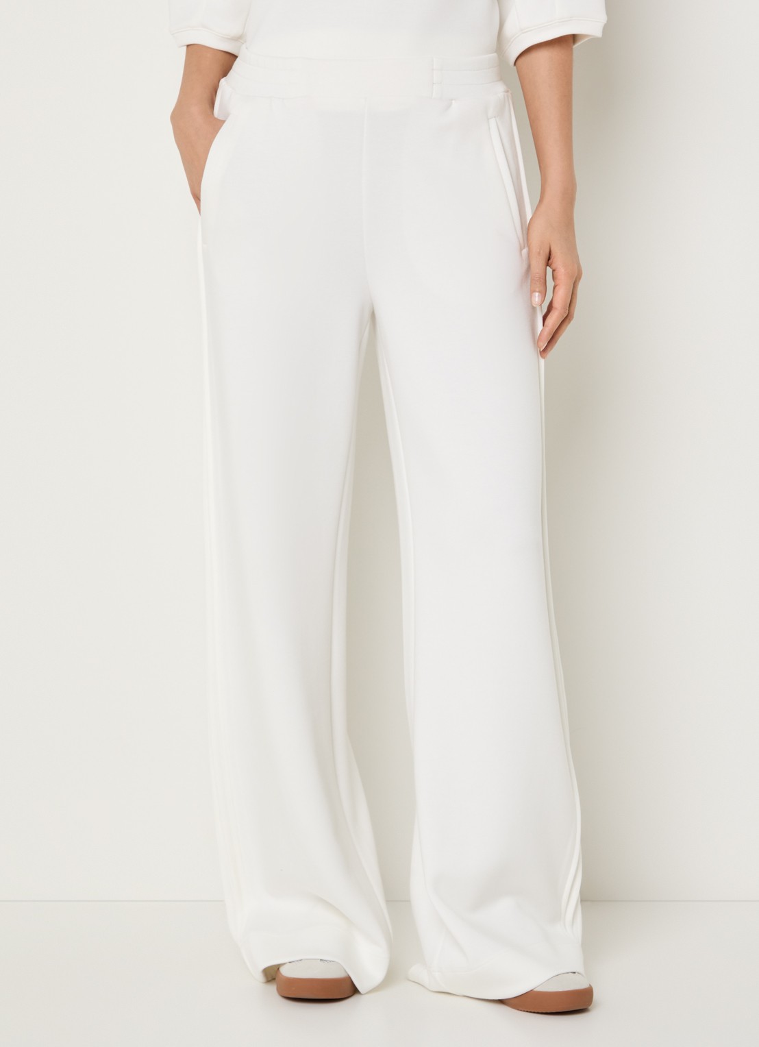 Claudia Sträter High waist wide fit broek met steekzakken - detail 3 gebroken wit