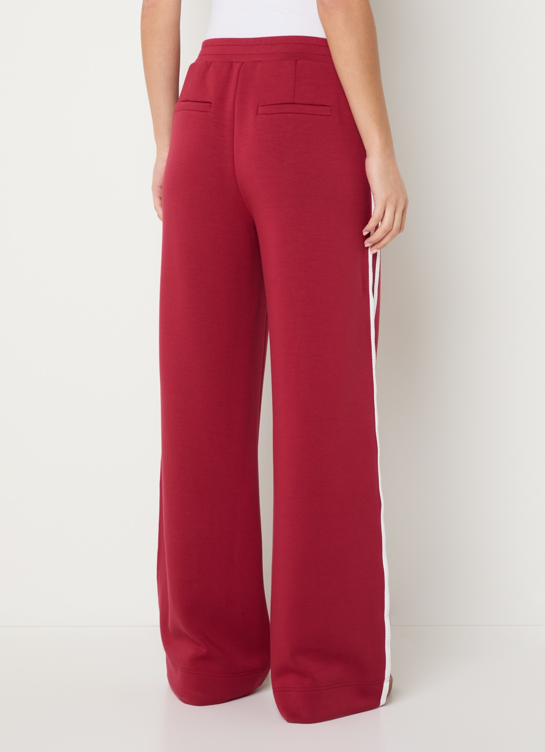Claudia Sträter High waist wide fit broek met steekzakken - achterkant 2 steenrood