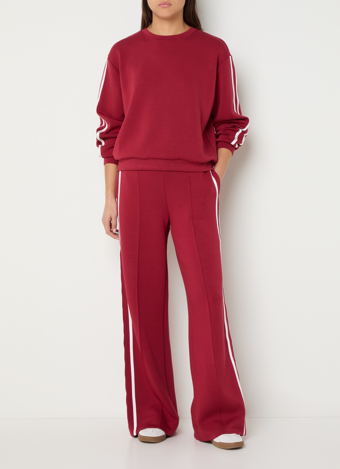 Claudia Sträter High waist wide fit broek met steekzakken - voorkant 4 steenrood