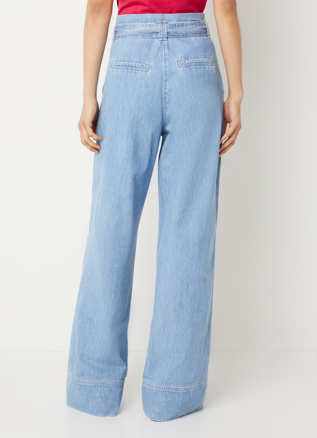 Claudia Sträter High waist wide fit jeans met lichte wassing - achterkant 4 indigo