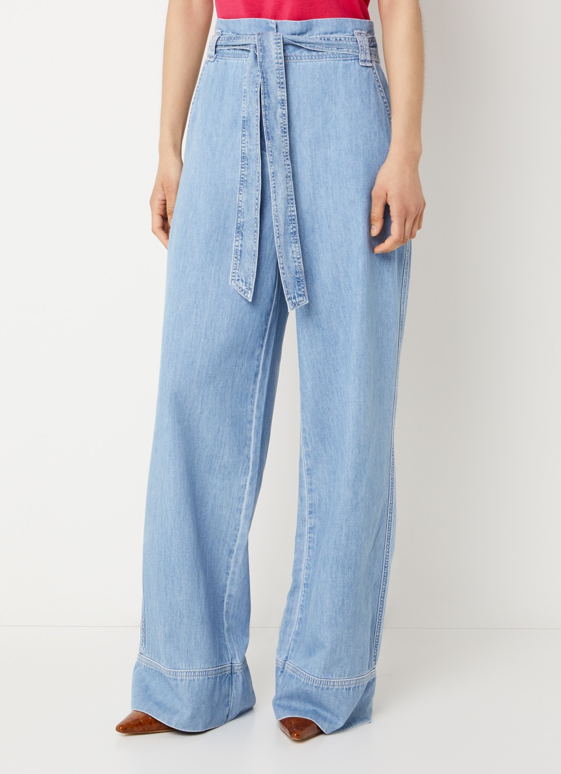Claudia Sträter High waist wide fit jeans met lichte wassing - detail 3 indigo