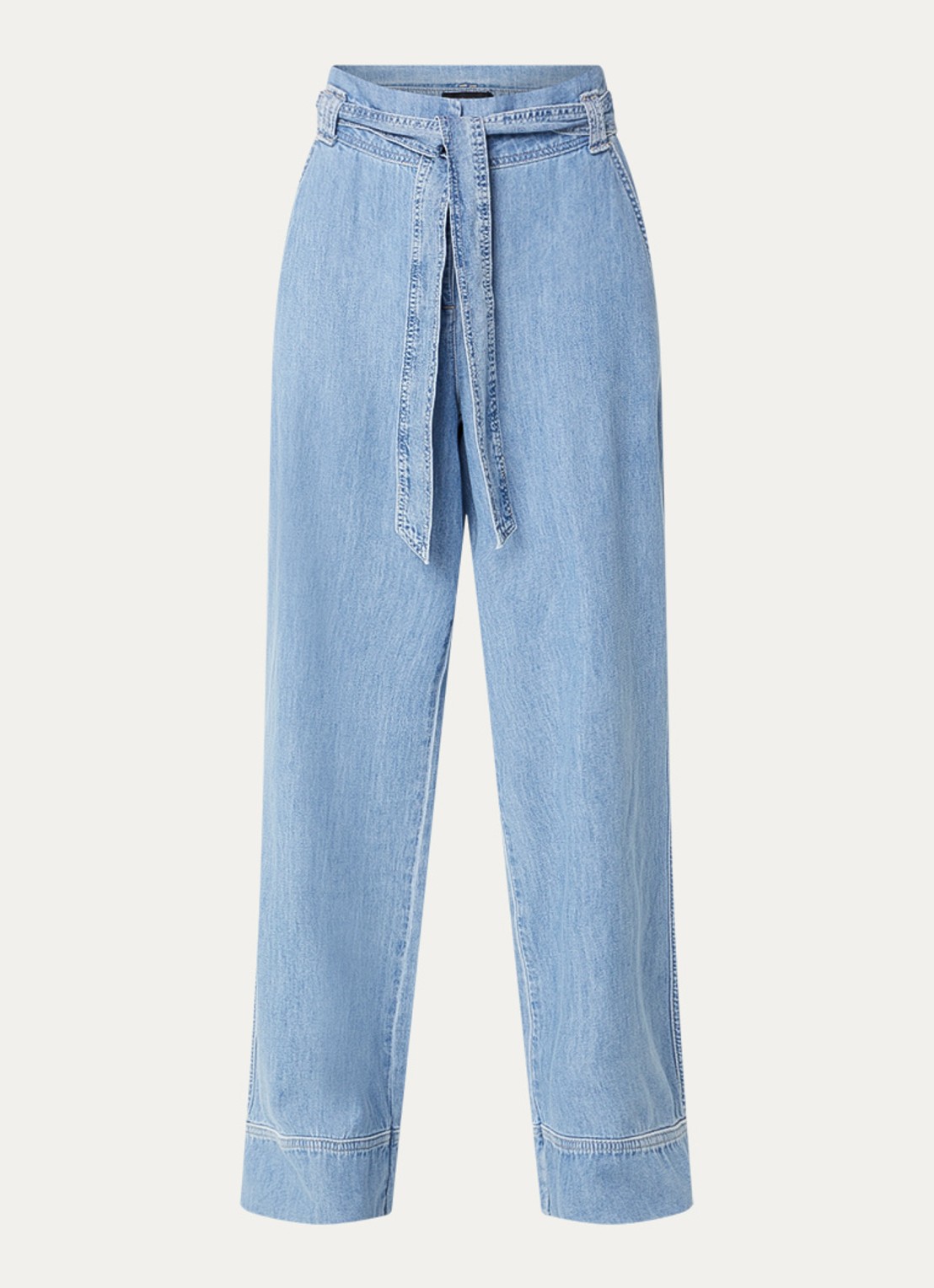 Claudia Sträter High waist wide fit jeans met lichte wassing - voorkant indigo