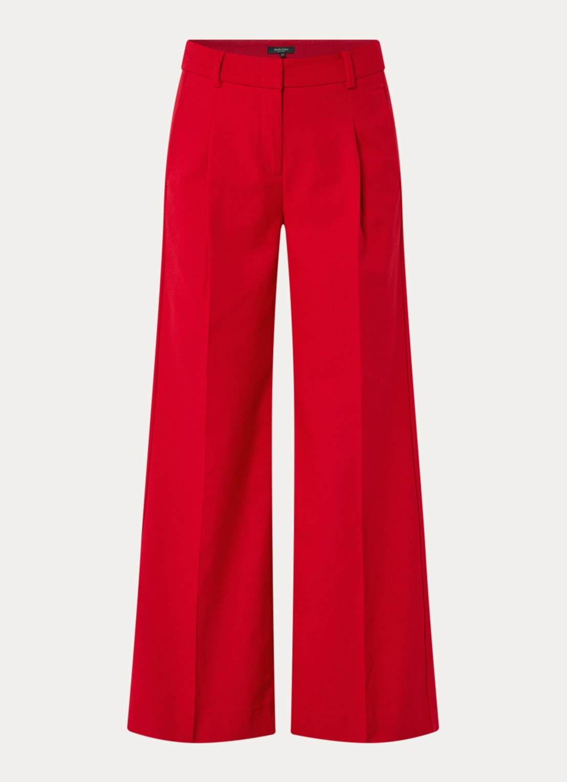 Claudia Sträter High waist wide fit pantalon in wolblend met steekzakken - voorkant 2 rood