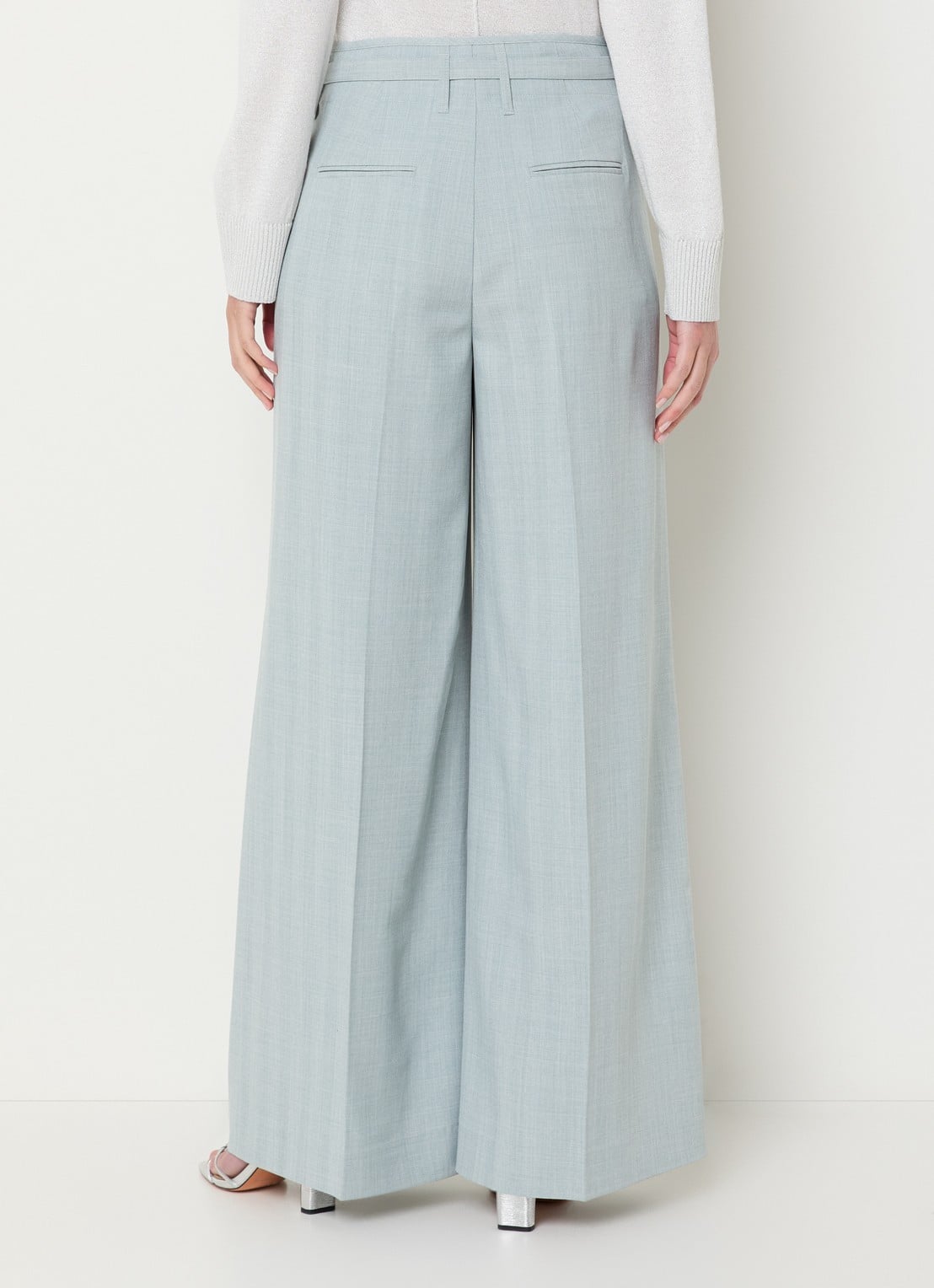 Claudia Sträter High waist wide fit pantalon met ceintuur - achterkant grijsmele