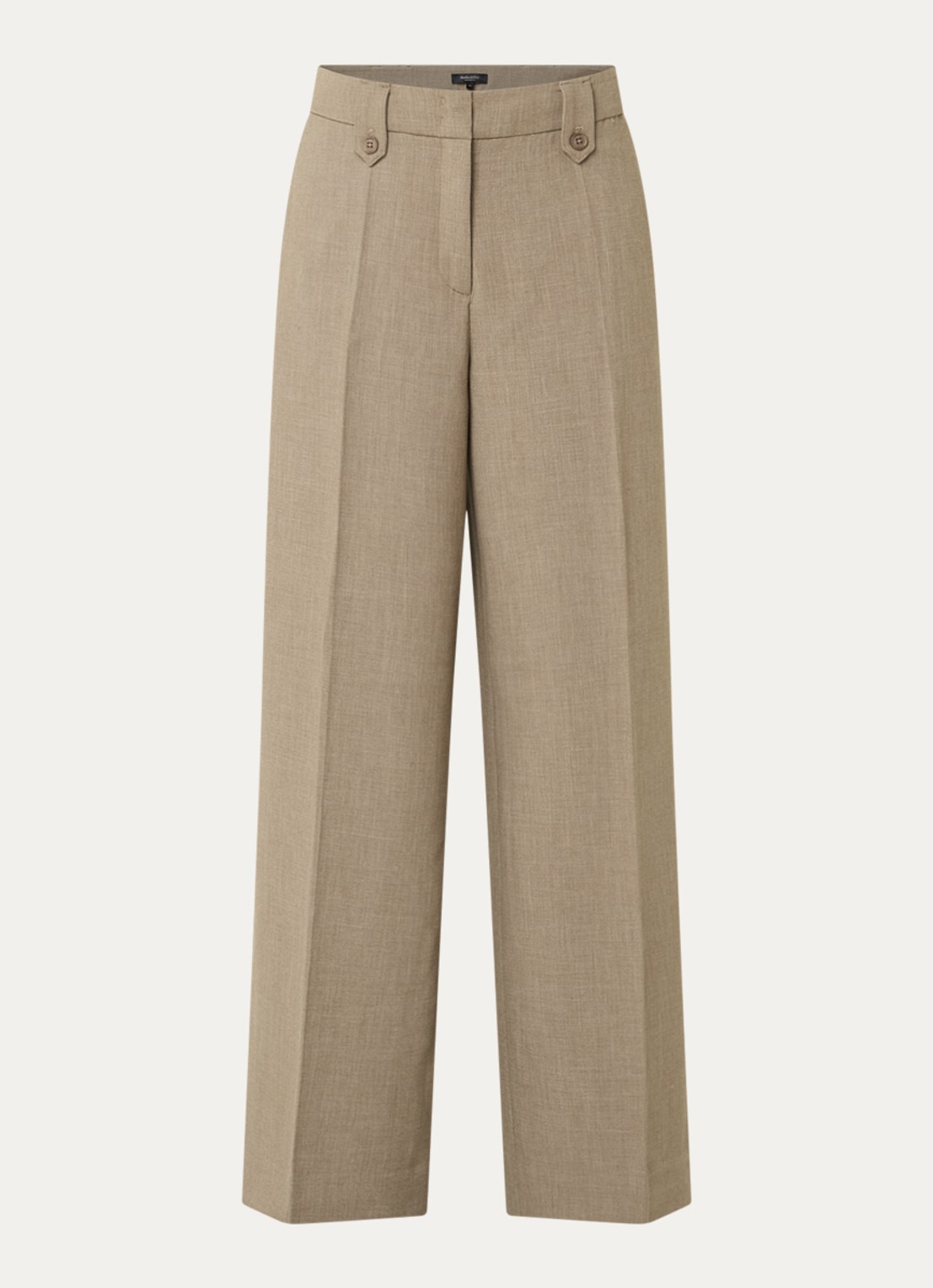 Claudia Sträter High waist wide fit pantalon met gemêleerd dessin - voorkant 3 beige