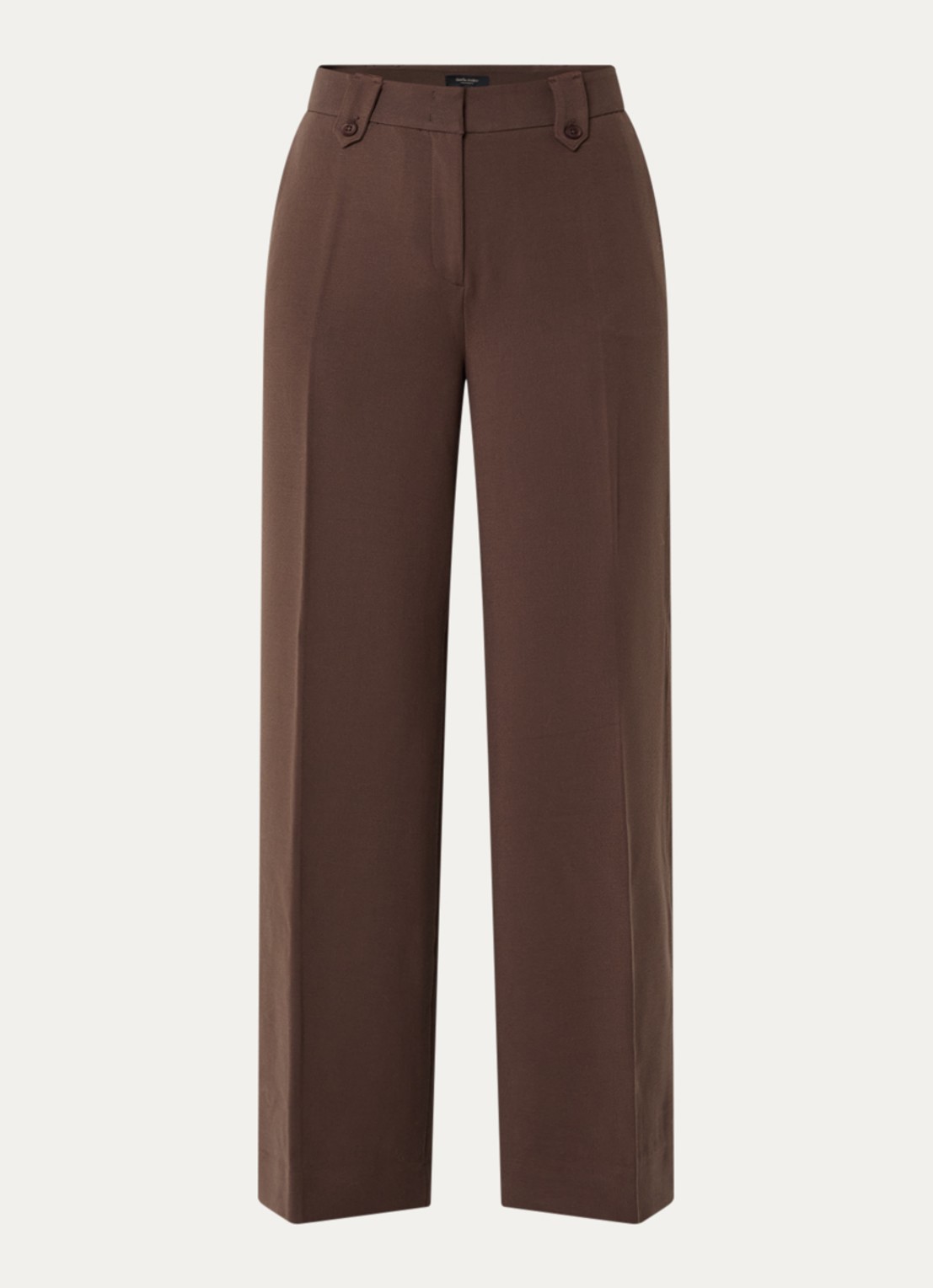 Claudia Sträter High waist wide fit pantalon met gemêleerd dessin - voorkant 3 bruin