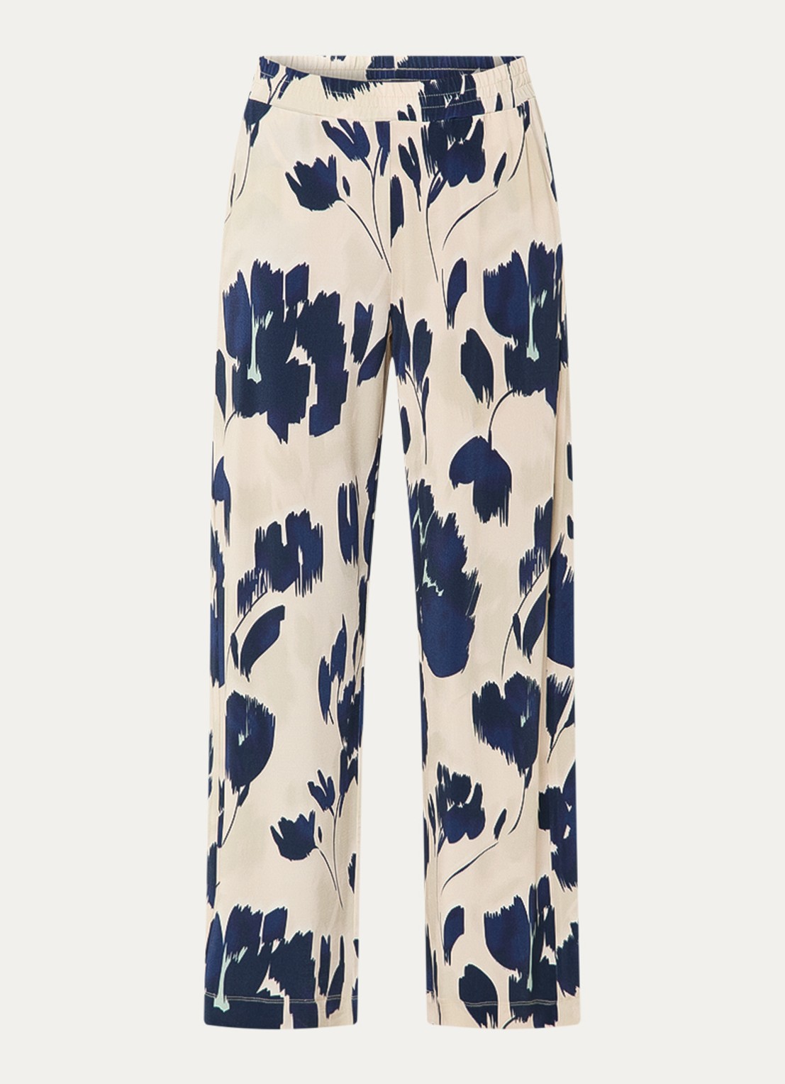 Claudia Sträter High waist wide fit pantalon met print en steekzakken - voorkant 2 donkerblauw