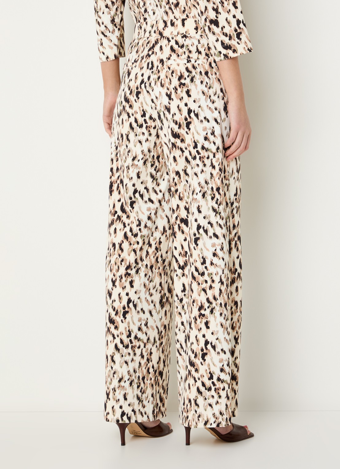 Claudia Sträter High waist wide fit pantalon met print - achterkant 4 beige