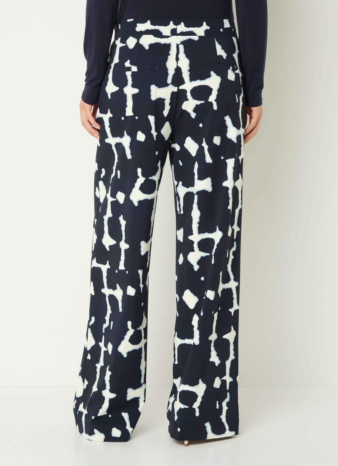 Claudia Sträter High waist wide fit pantalon met print - achterkant 2 donkerblauw