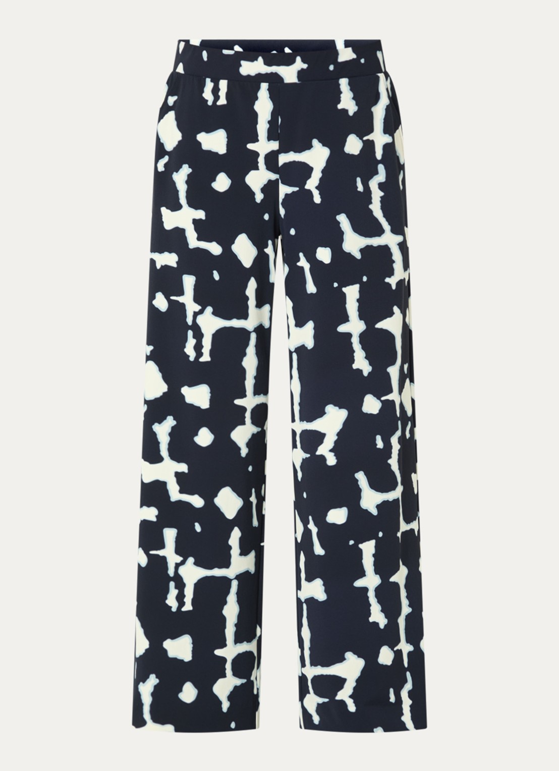 Claudia Sträter High waist wide fit pantalon met print - voorkant 3 donkerblauw