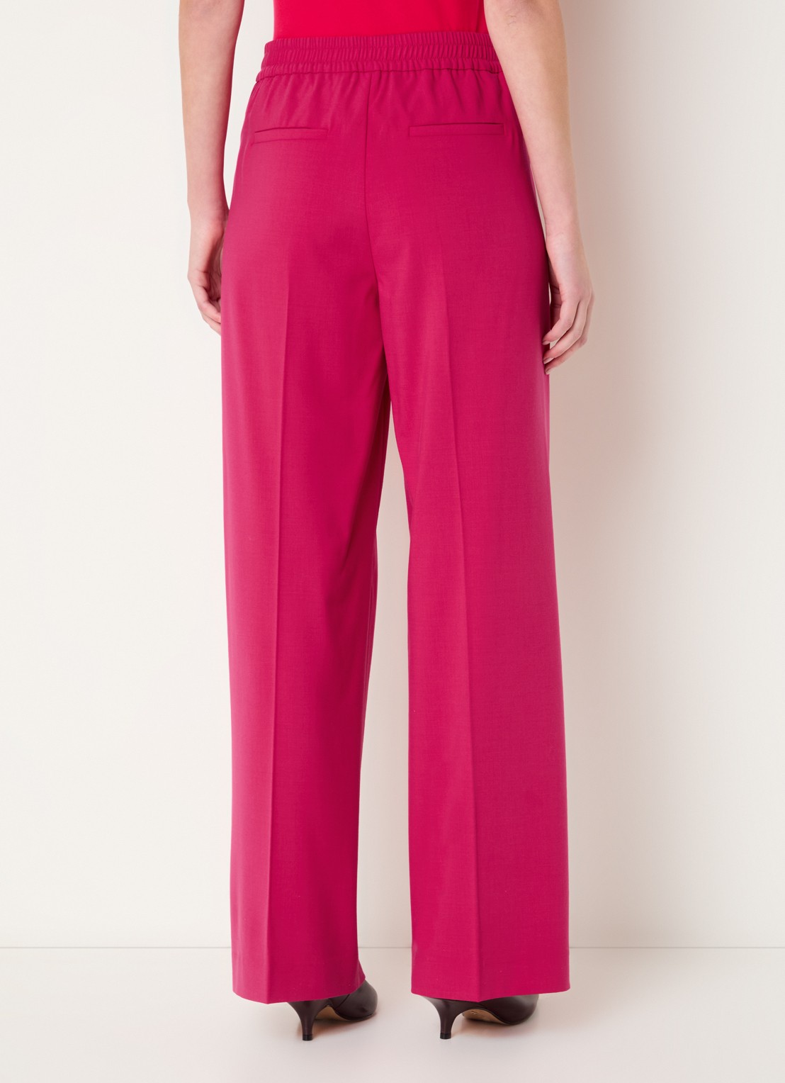 Claudia Sträter High waist wide fit pantalon met steekzakken - achterkant 4 donkerroze