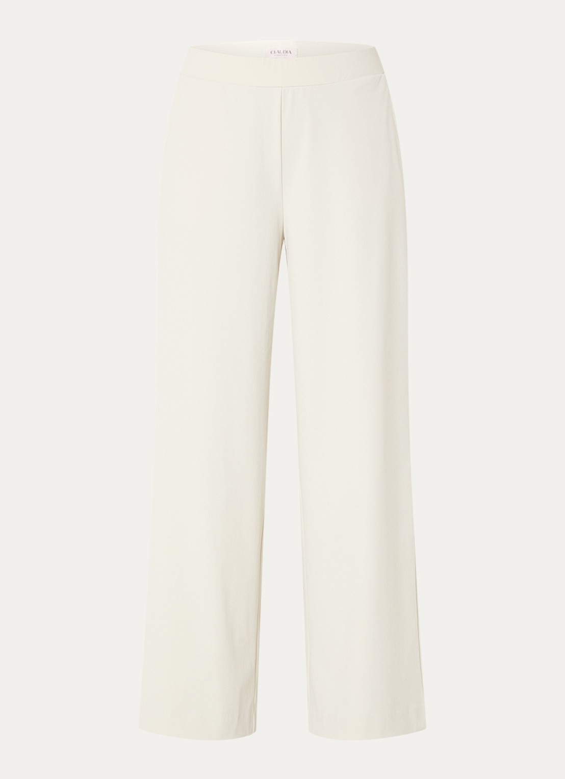 Claudia Sträter High waist wide leg broek van jersey met steekzakken - voorkant gebroken wit