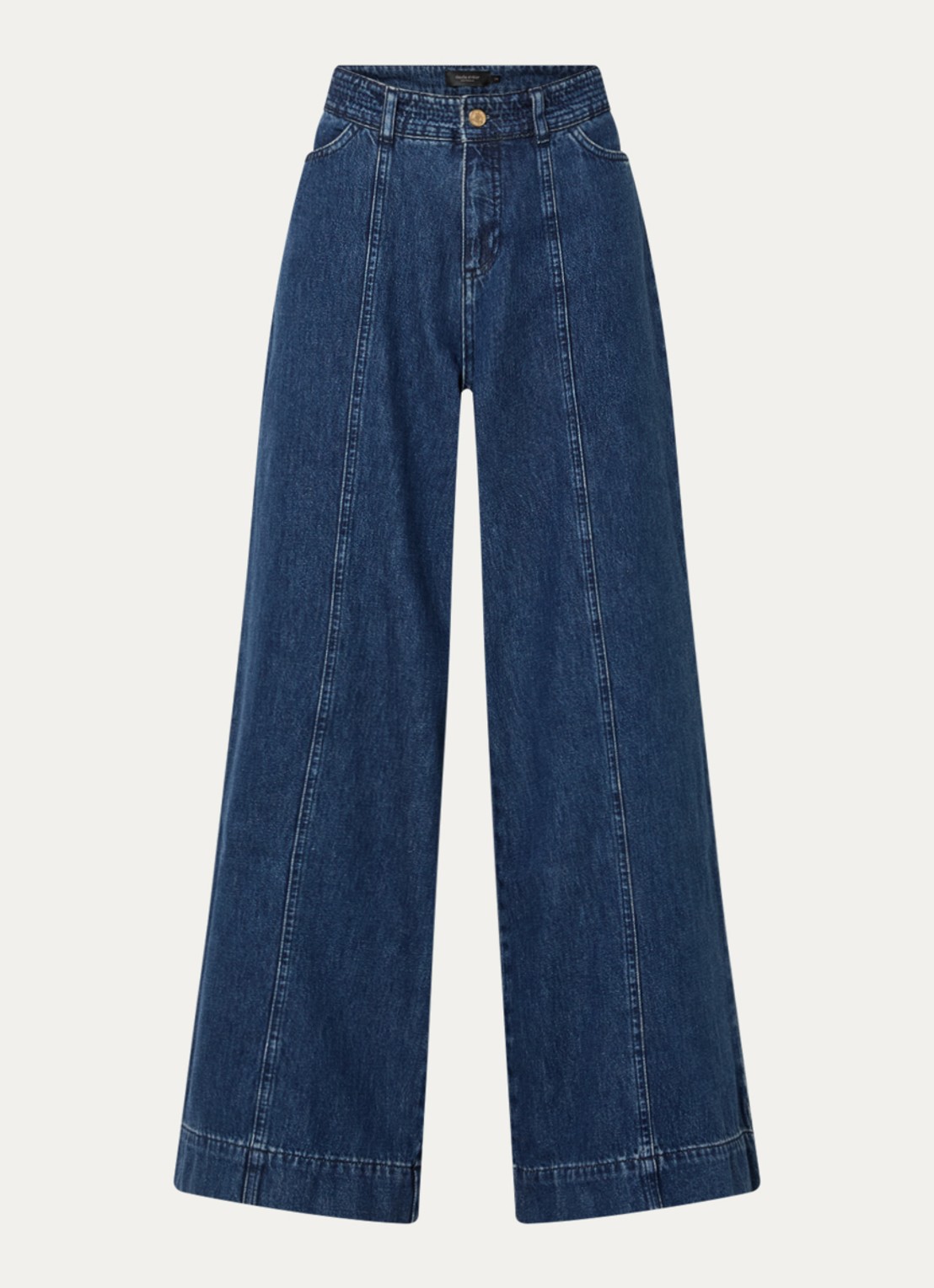 Claudia Sträter High waist wide leg jeans met donkere wassing en siernaad - voorkant 3 indigo