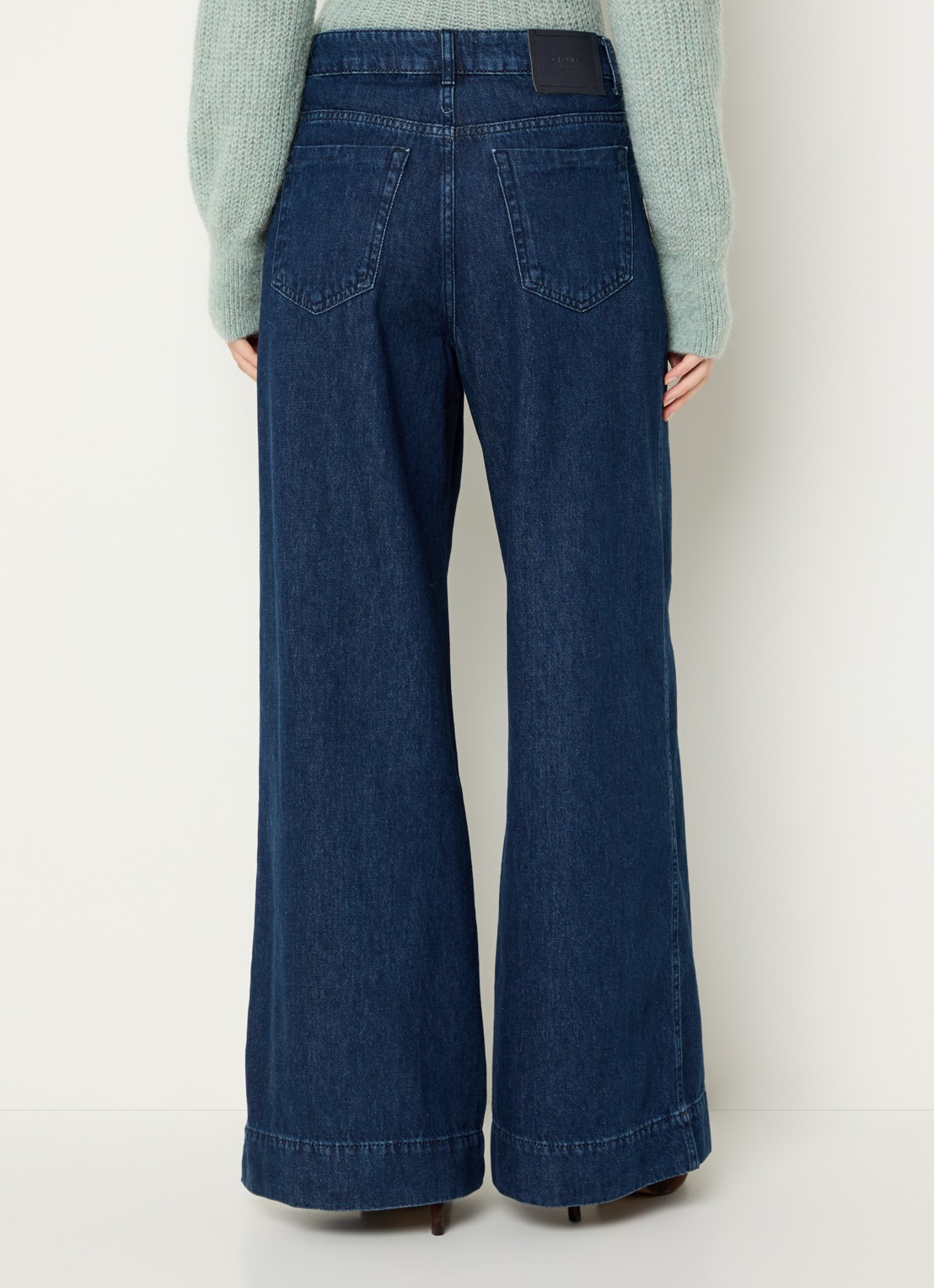 Claudia Sträter High waist wide leg jeans met donkere wassing - achterkant 3 donkerblauw